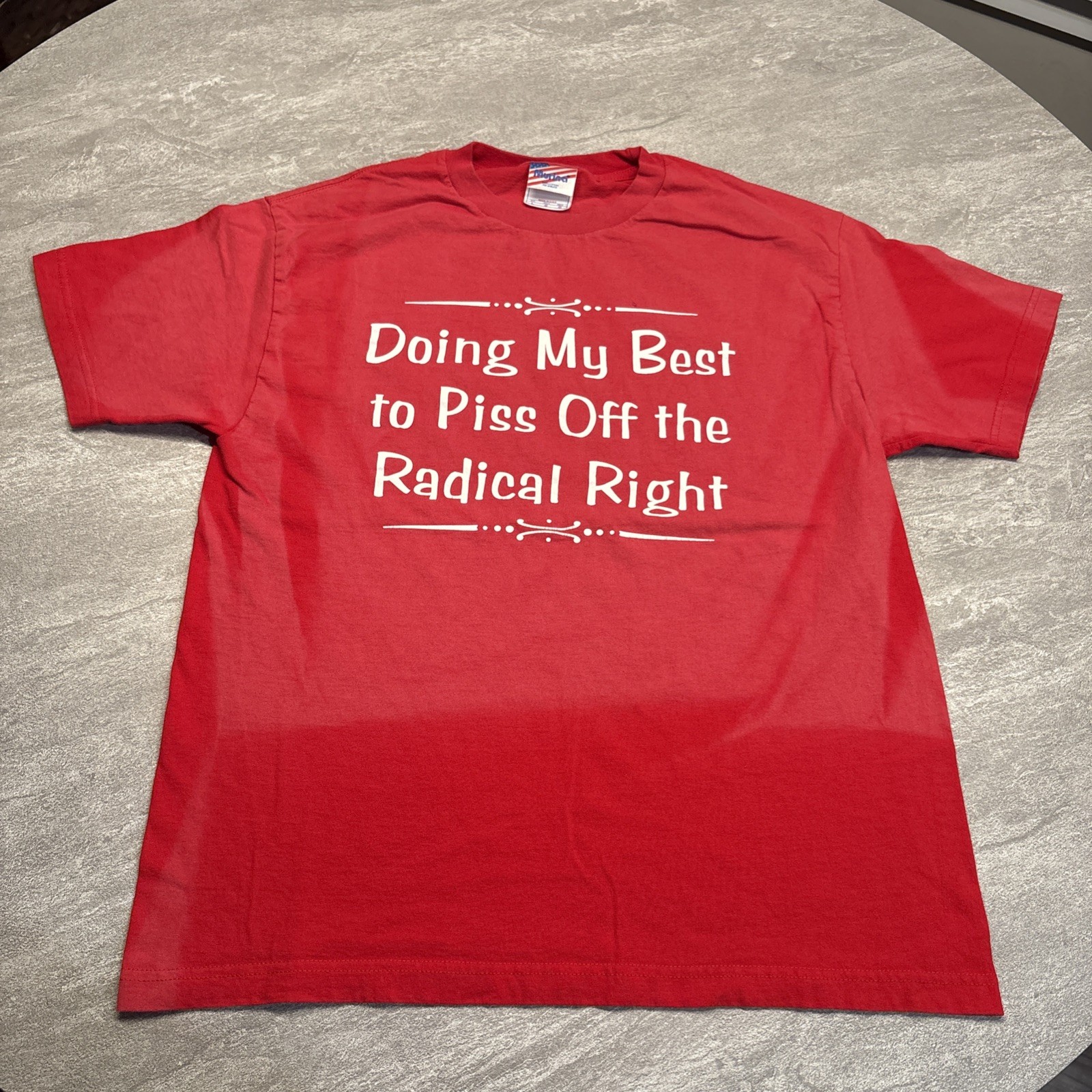 Vintage Y2K Piss Off Radical Right Political Politics Liberal Shirt Sun Fade L