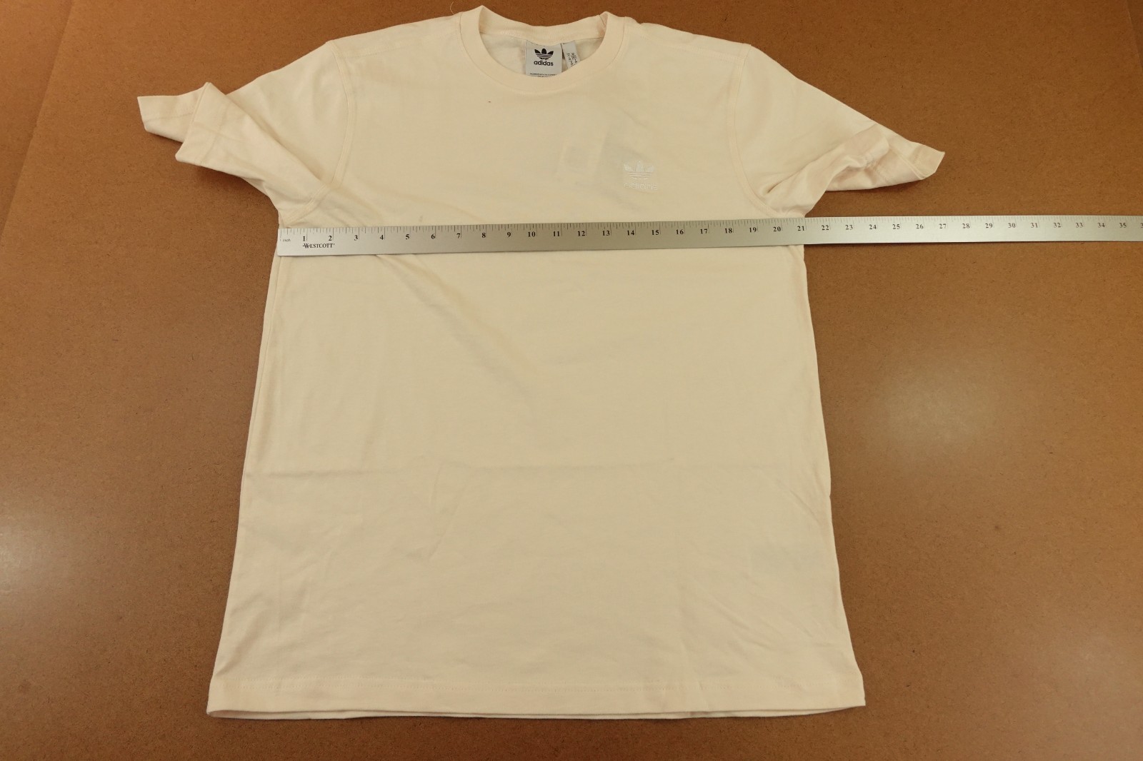 Adidas Originals Mens Medium Wonder White Trefoil Logo Short Sleeve T-Shirt NWT