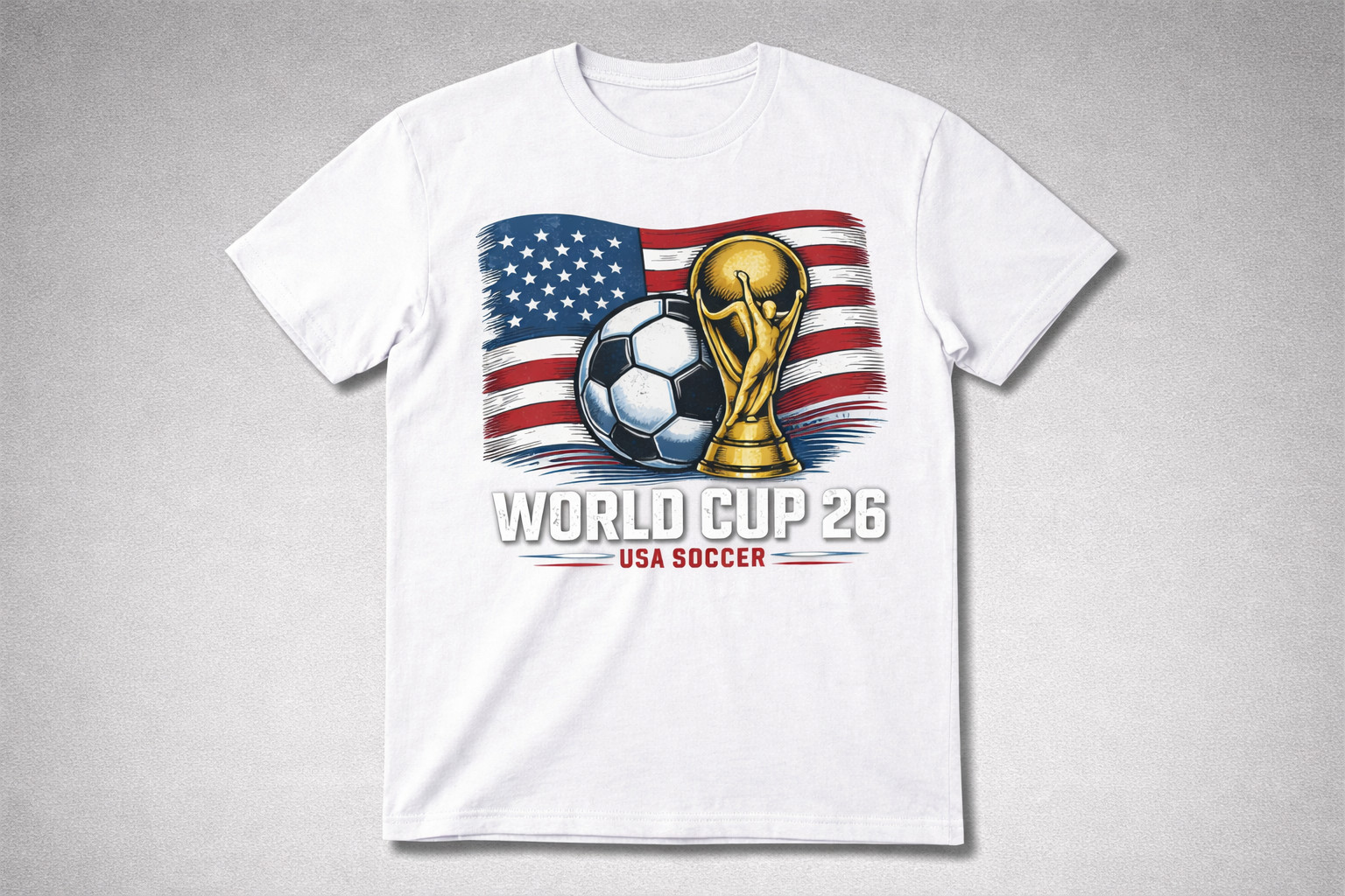 Unisex Graphic Print Tee Football FIFA World Cup 2026 Soccer T-Shirt Flag Trophy