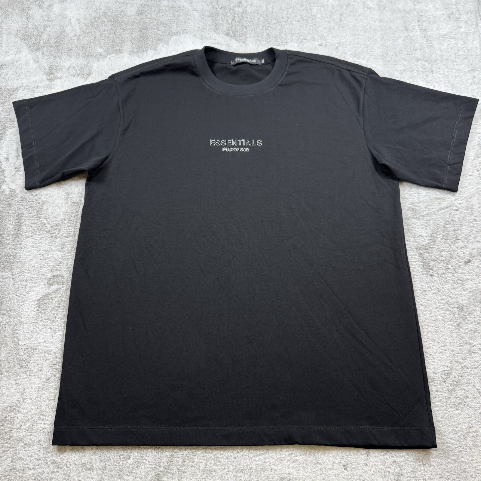 Fear of God Essentials Crewneck Knit T-Shirt Men’s Size XXL Black Plastic Logo