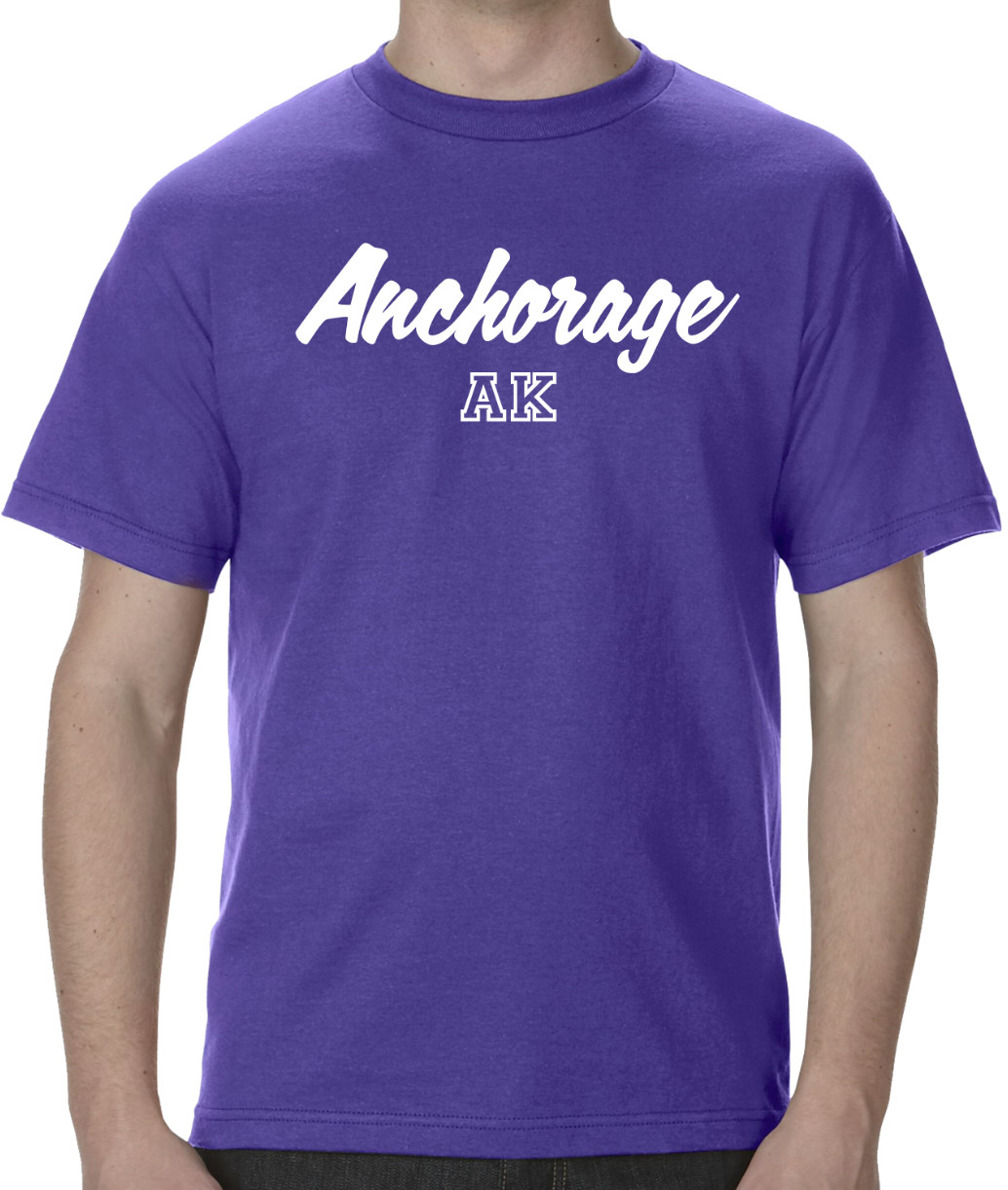 Anchorage Alaska State Graphic T-Shirt tee Unisex Apparel Custom Text