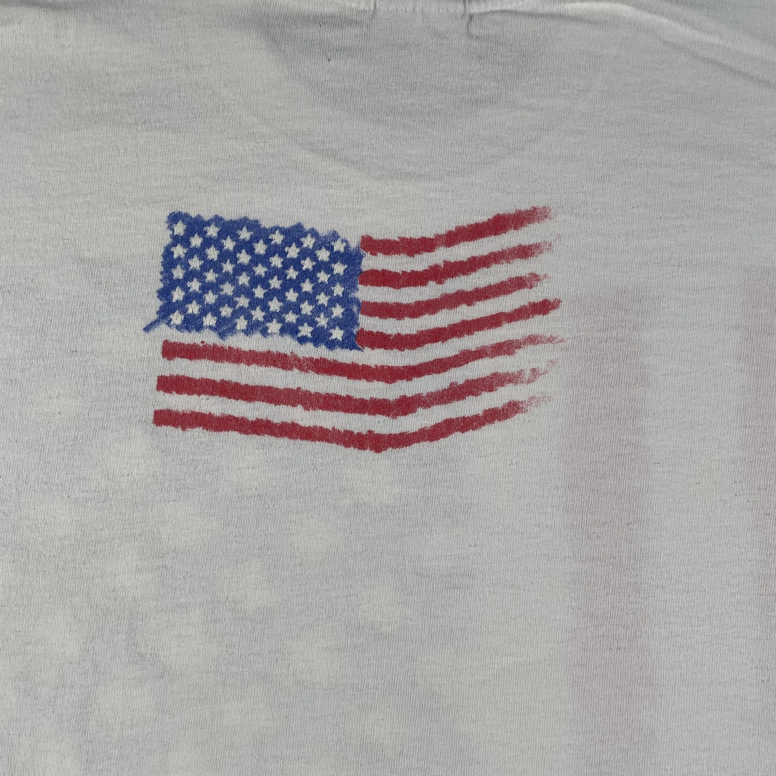 Vintage American Flag Graphic Shirt Mens XL White Stedman Wild Oats 1990s USA