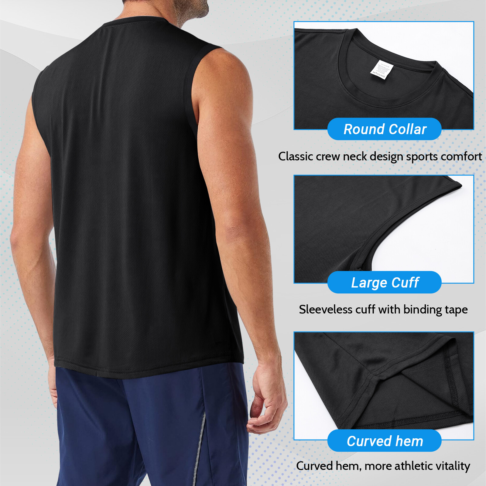 3 Pack Men Athletic Sleeveless Shirts Tank Top Vest Gym Sport Running Quick Dry
