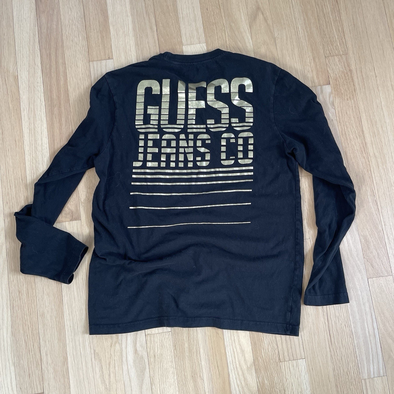 GUESS Jeans Co Long Sleeve Shirt Logo Size Medium Black Men’s