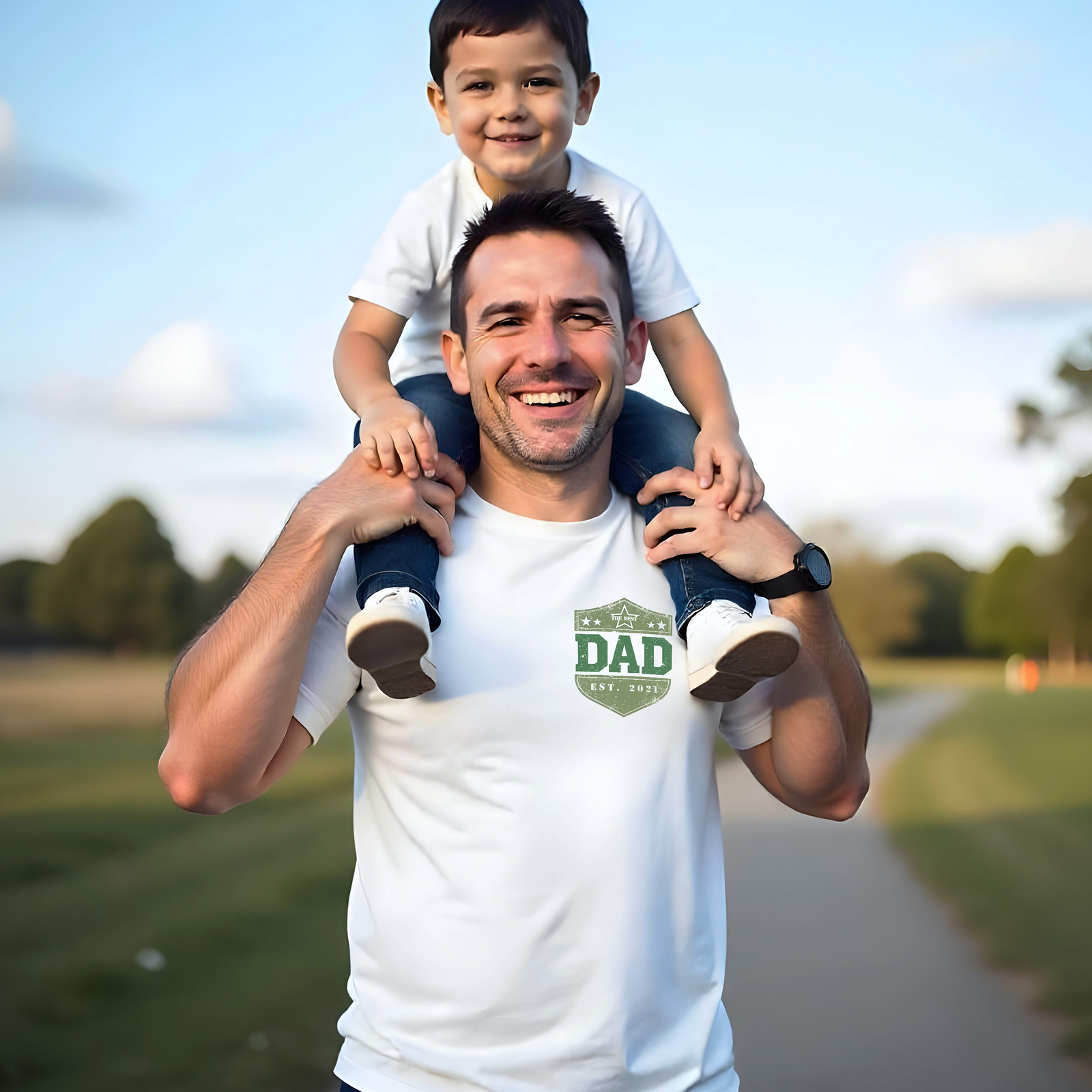 Personalised The Best Dad T Shirt Est Date Army Badge Fathers Day Gift