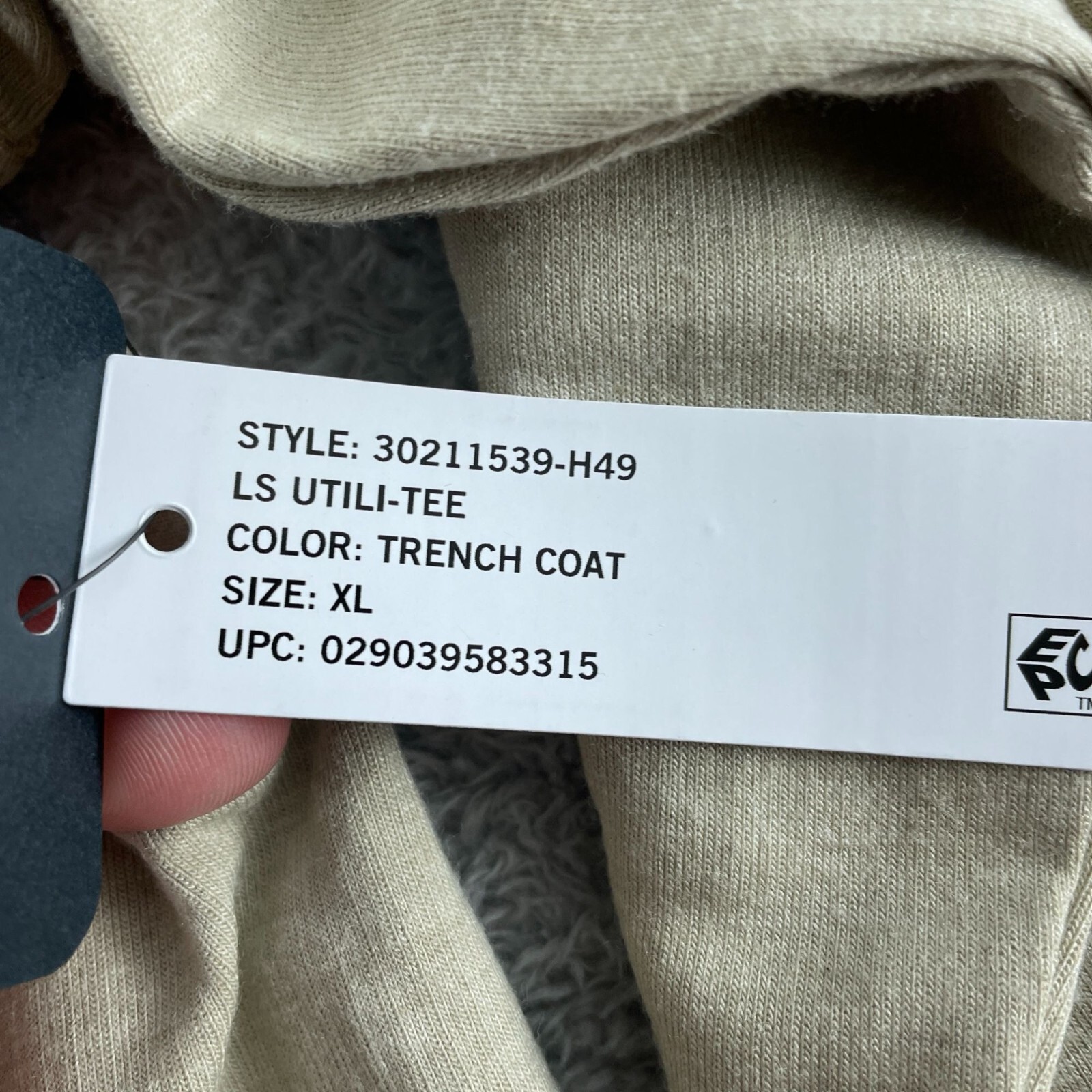 Bass Outdoor LS Utili-Tee Long Sleeve Shirt XL Tan NWT 1732