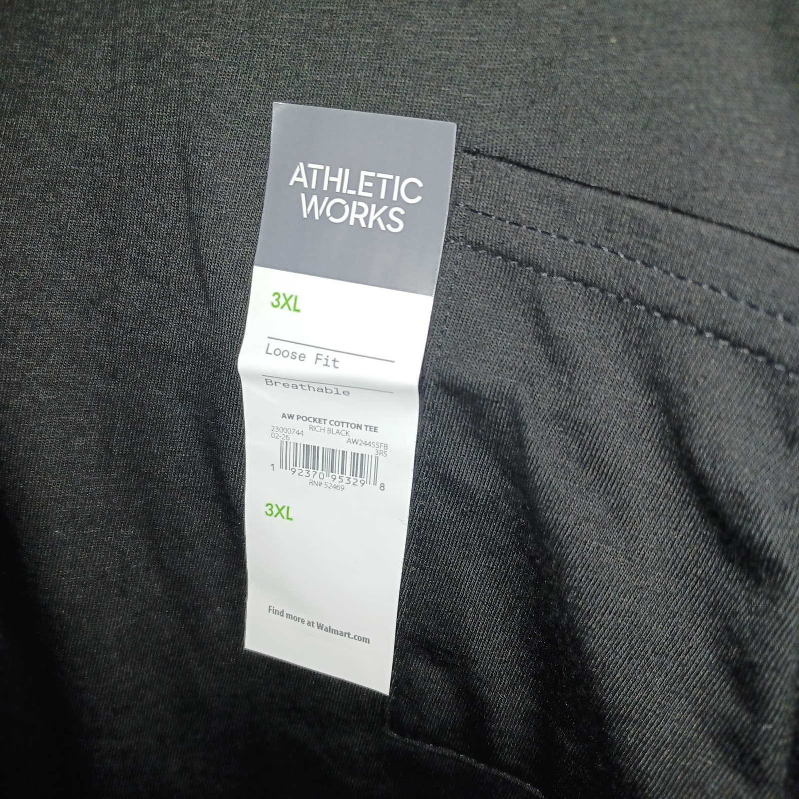 6 Pack Athletic Works Men 3XL Black Cotton Pocket Shirt Loose Fit Breathable HL