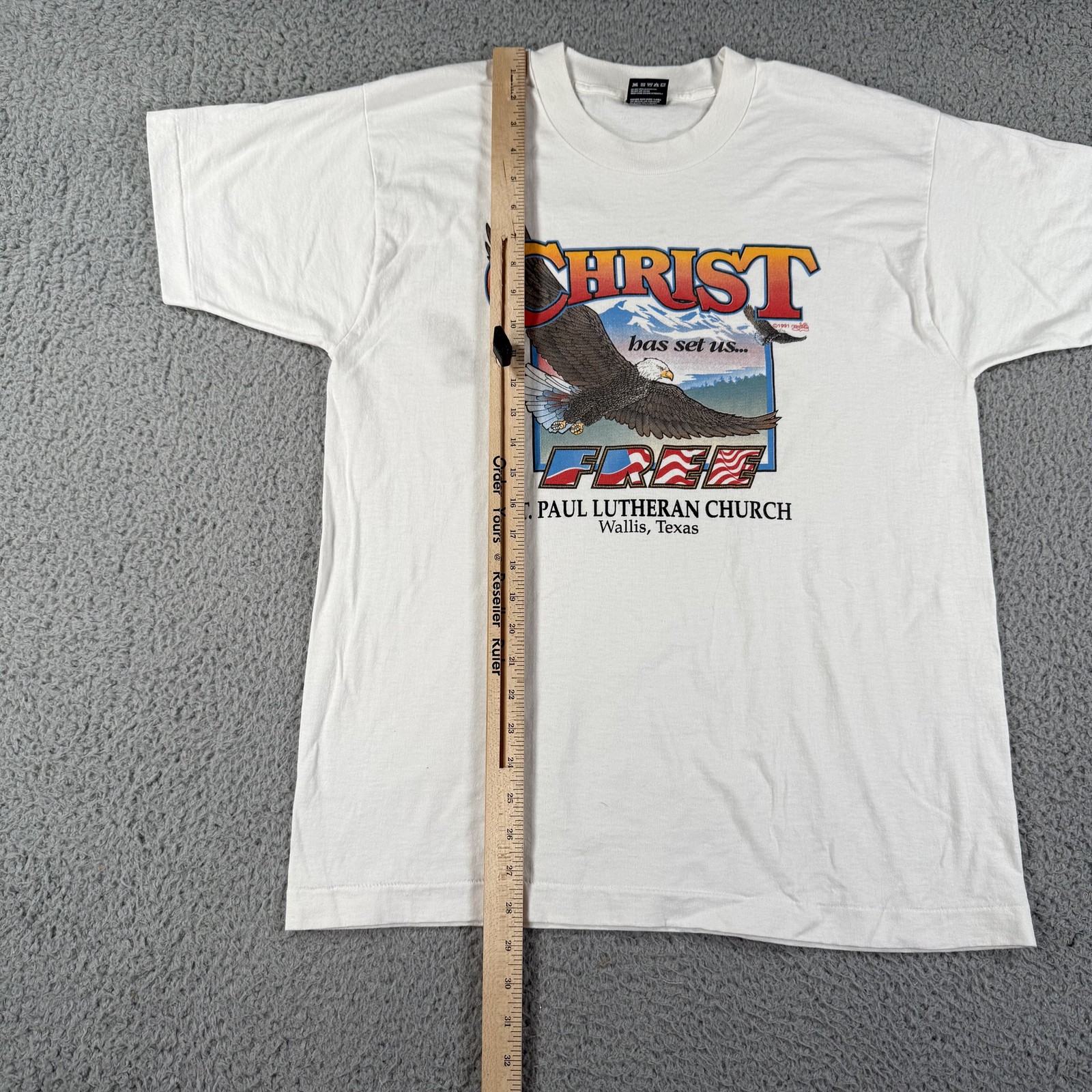 VTG Christ Has Set Us Free Shirt Mens Large St Paul Lutheran Church 90s Jesus