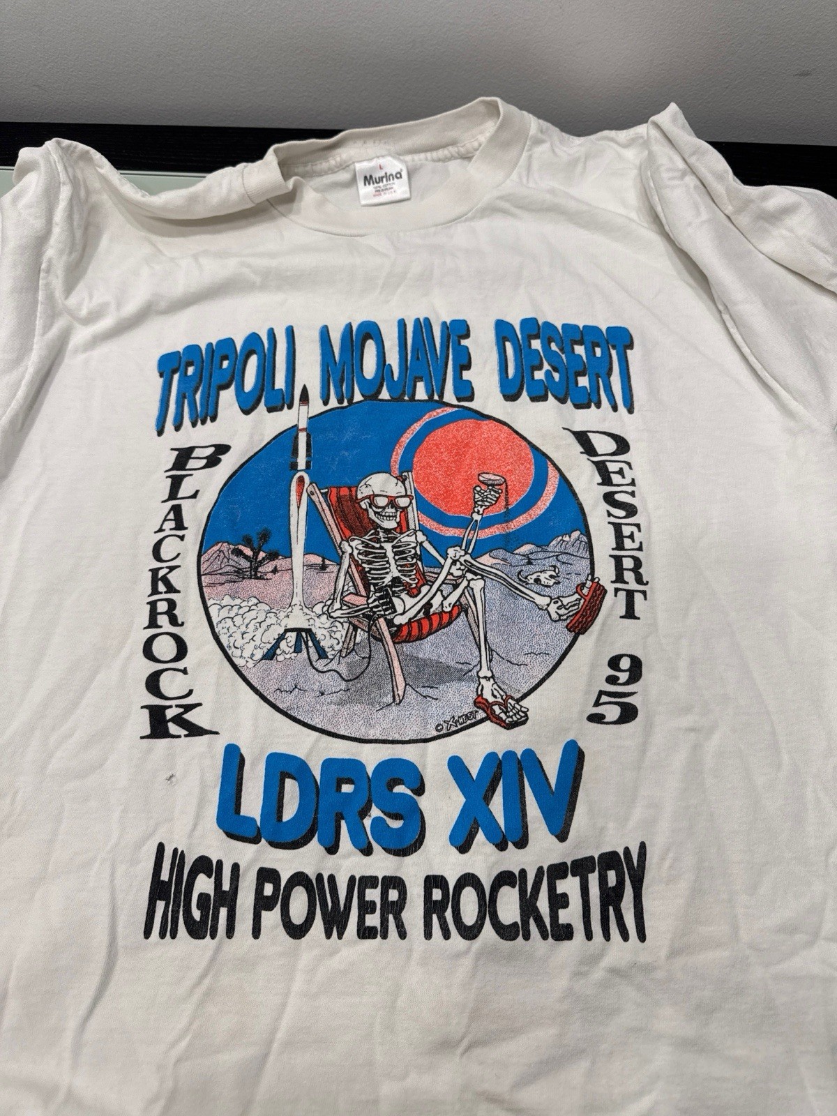 Vintage 1995 LDRS XIV Rocketry T Shirt L Murina Tripoli Black Rock Desert Space