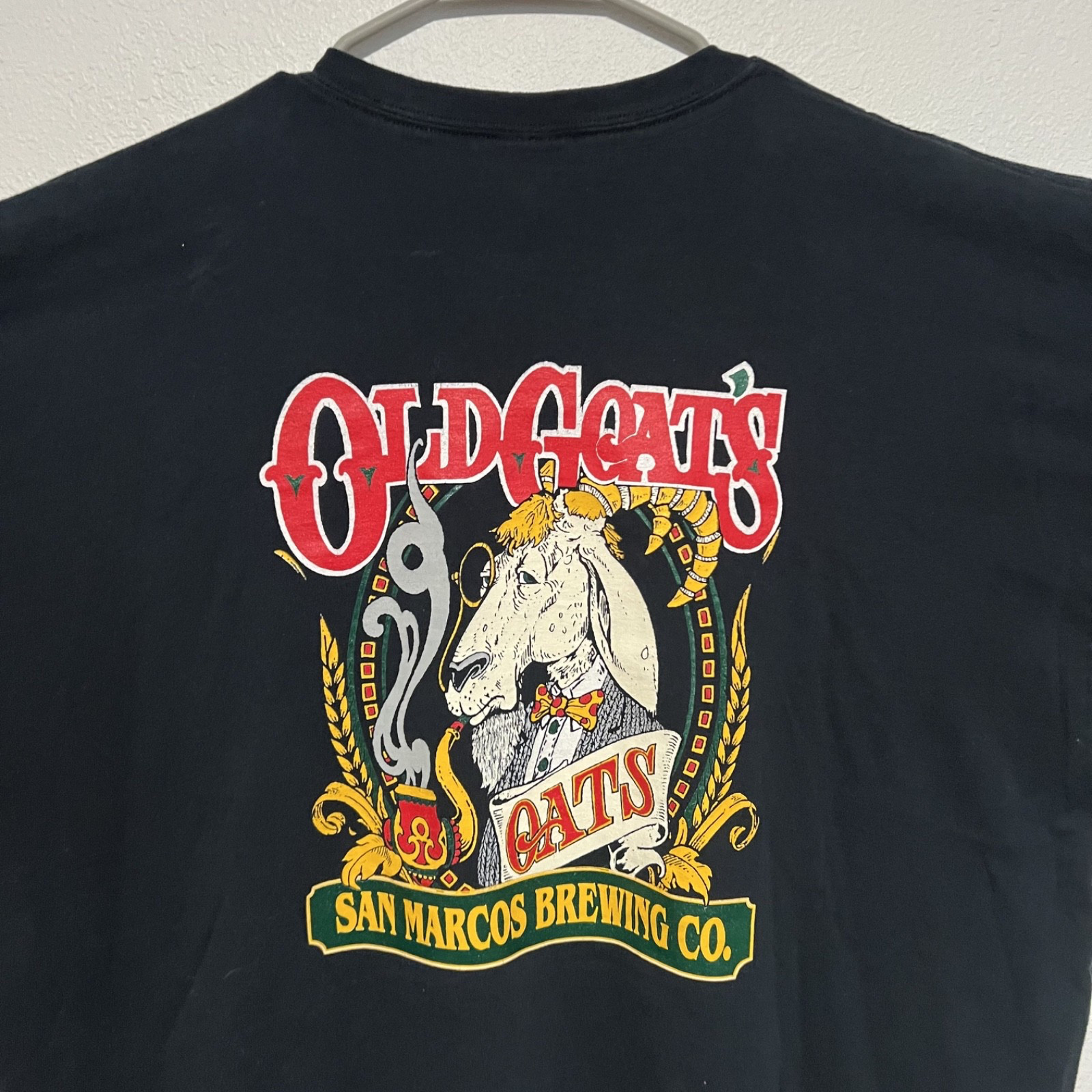 Old Goat’s Oats San Marcos Brewing Co. Oatmeal Stout Beer T-Shirt Size 2XL A7