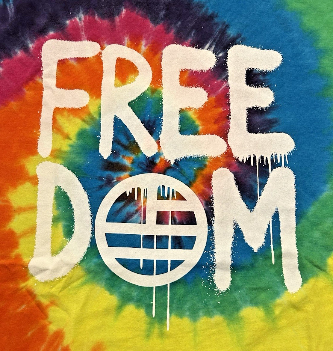 Liquid Blue Freedom Multi color Tie Dye T-Shirt Size Large Made In USA New