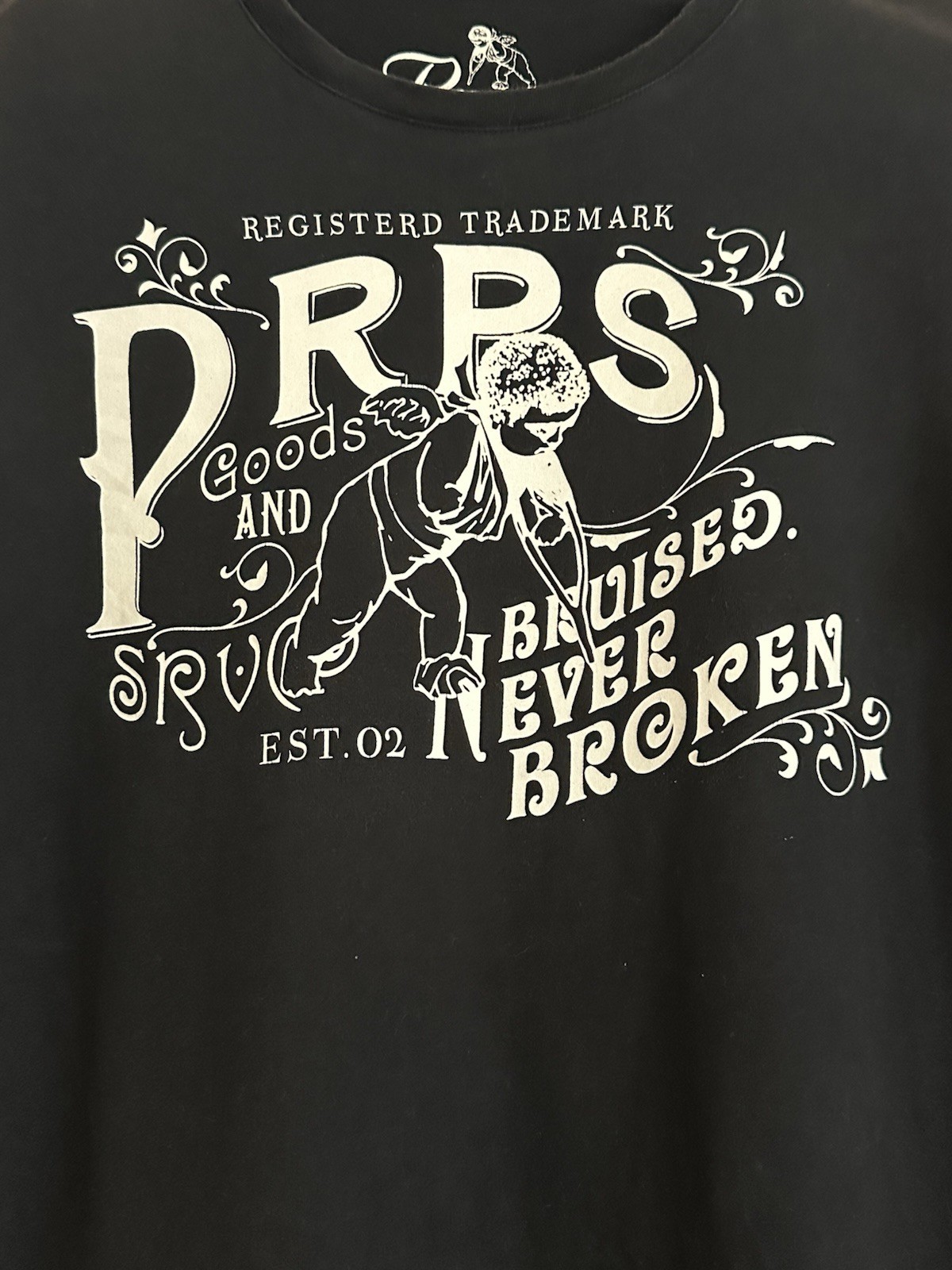 Prps Shirt Men’s L Black Japanese Denim Bruises Never Broken Graphic Logo