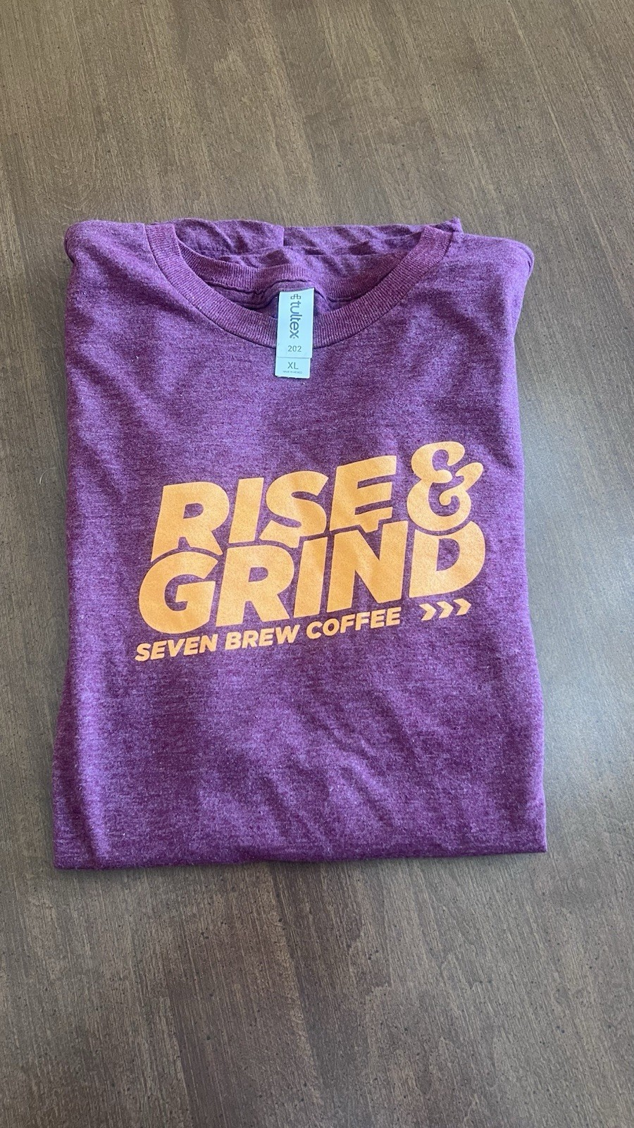 7 Brew Coffee XL Rise & Grind Maroon Orange T-Shirt RARE State Va Hokies TECH VT