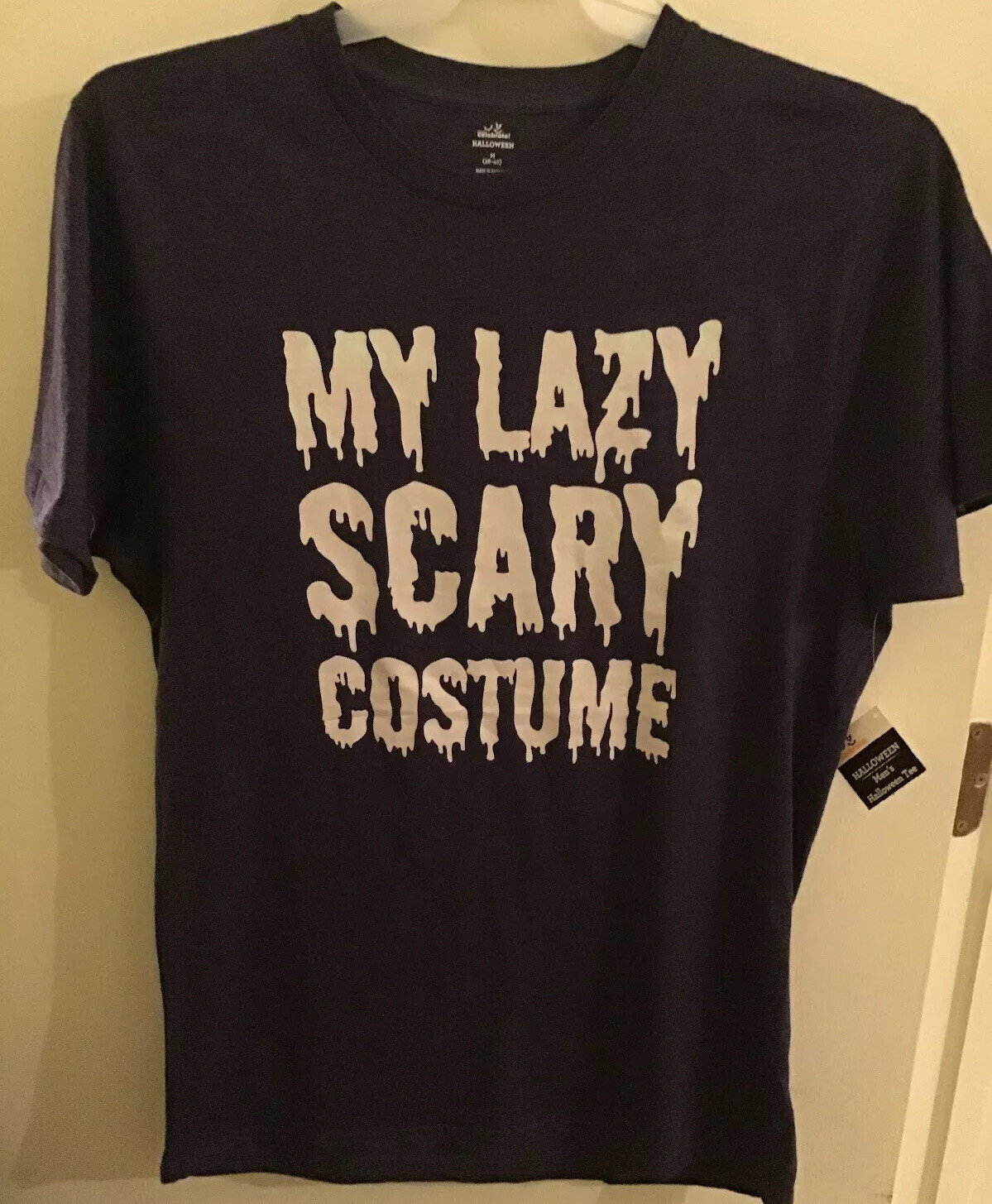 HALLOWEEN MENS T-SHIRT PURPLE Blood drip MY LAZY SCARY COSTUME M, L, XL, or 2XL