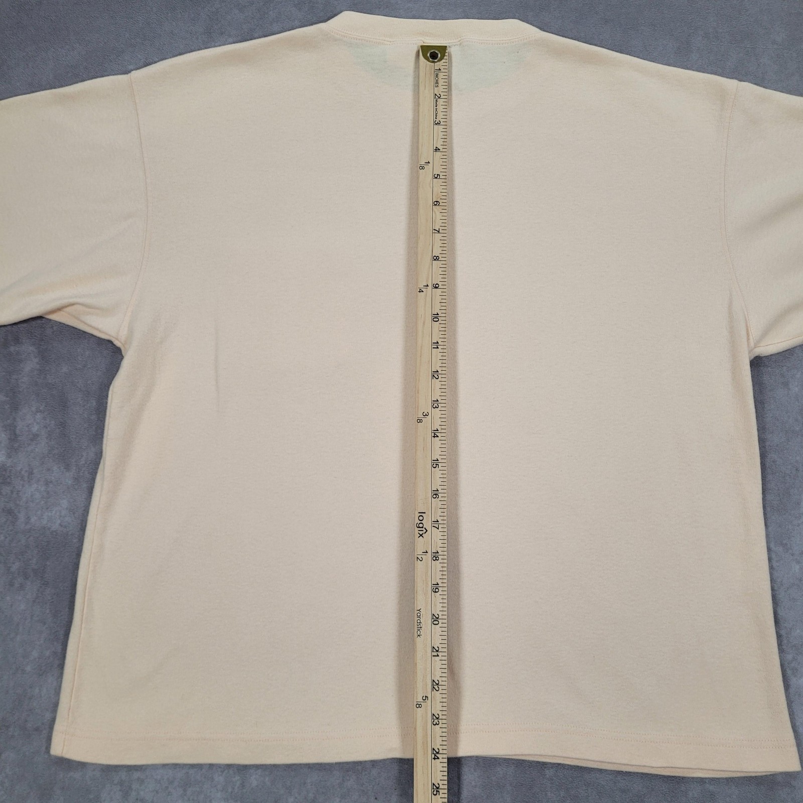 Vintage Eddie Bauer Shirt Mens Large Beige Made USA Pocket Basic Boxy Minimalist