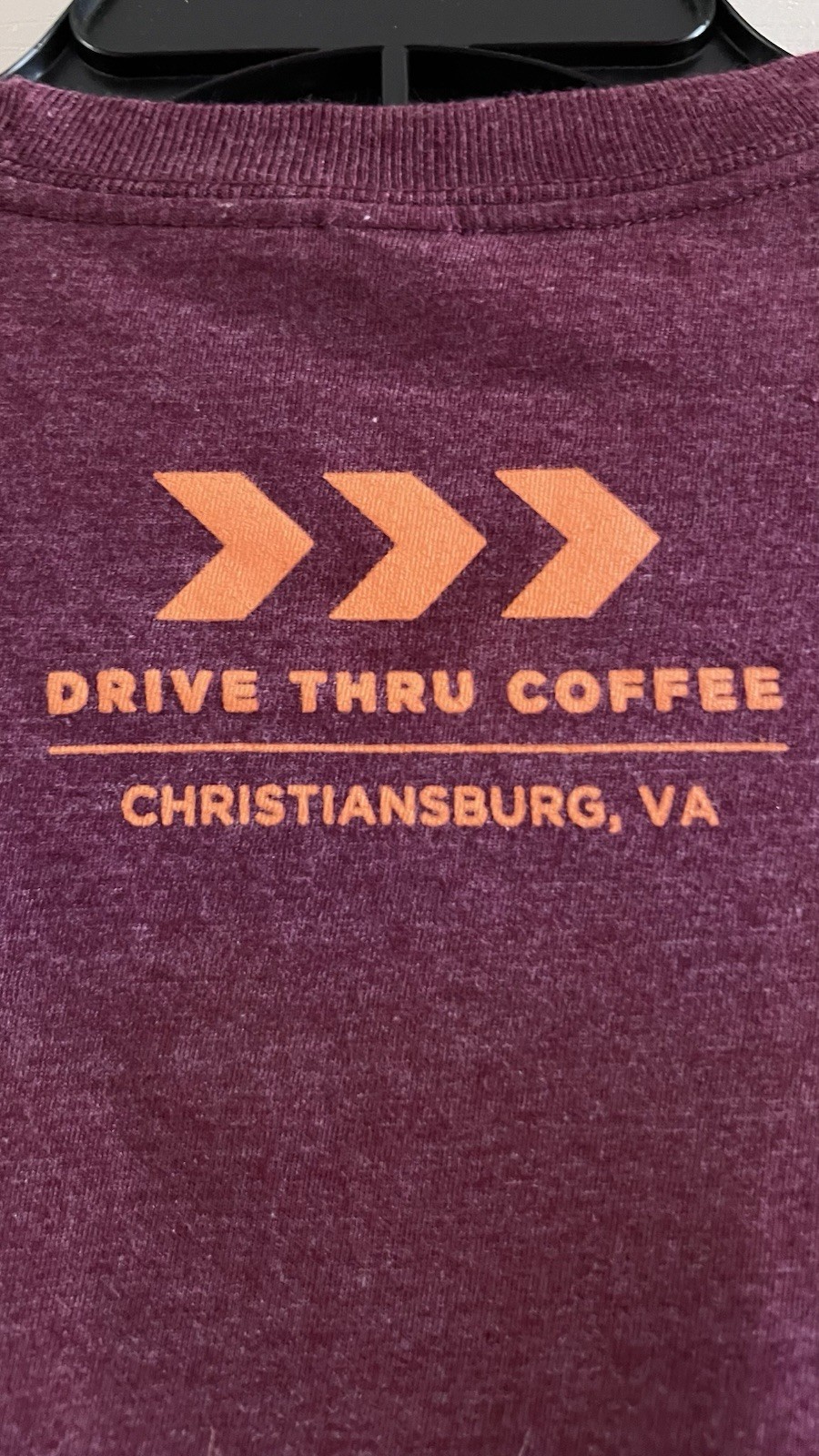 7 Brew Coffee Rise & Grind SM Maroon Orange T-Shirt RARE State Va Hokies TECH VT