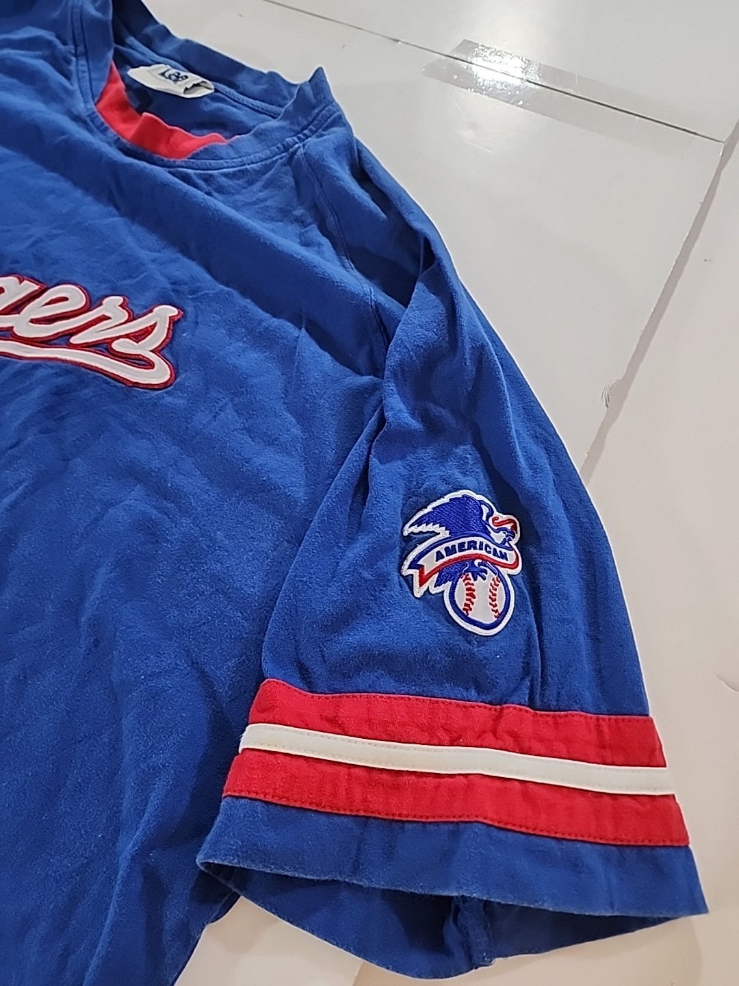 Vtg Lee Sport [Team] Crewneck Blue Red Contrast Collar Retro Gorpcore XL