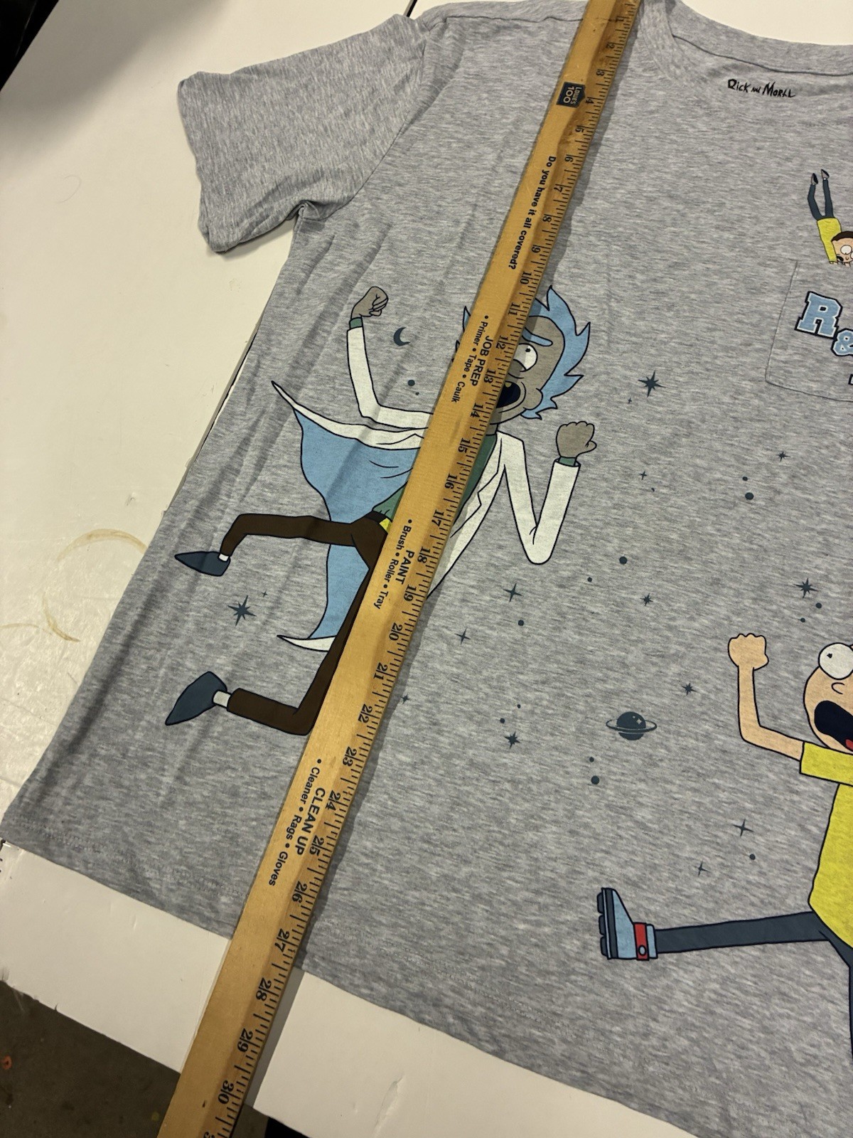 Rick & Morty T-shirt Short Sleeve Adult Swim Top Pocket, Size XXL All Over Print