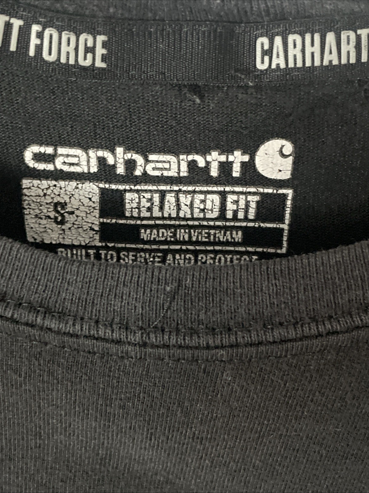 Carhartt Force Relaxed Fit Black Pocket Tee Crew Neck Short Sleeve Men’s S