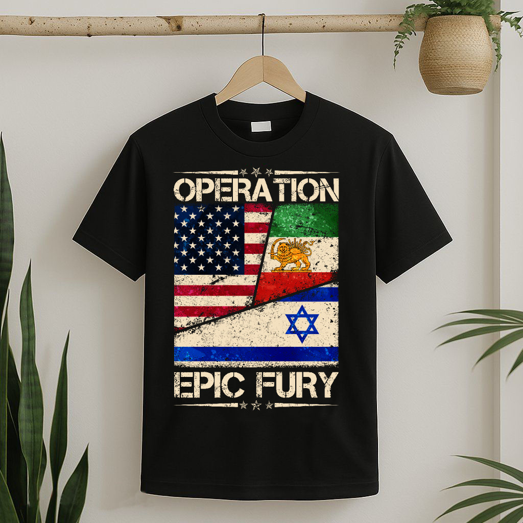 Operation Epic Fury Flag America Iran And Israe T-Shirt Unisex