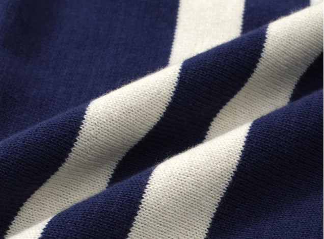 Men’s Navy Knit Tee with White Stripes – 1970s Mod Vintage Style