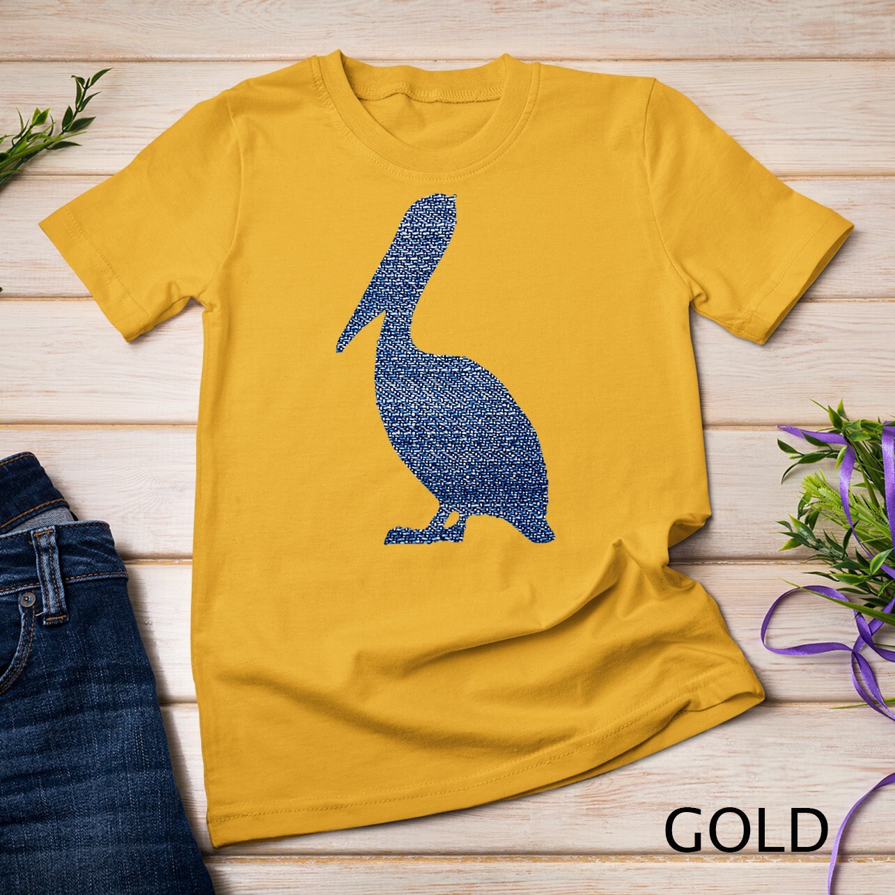 Pelican T Shirt – Denim Blue Jean Texture Unisex T-shirt