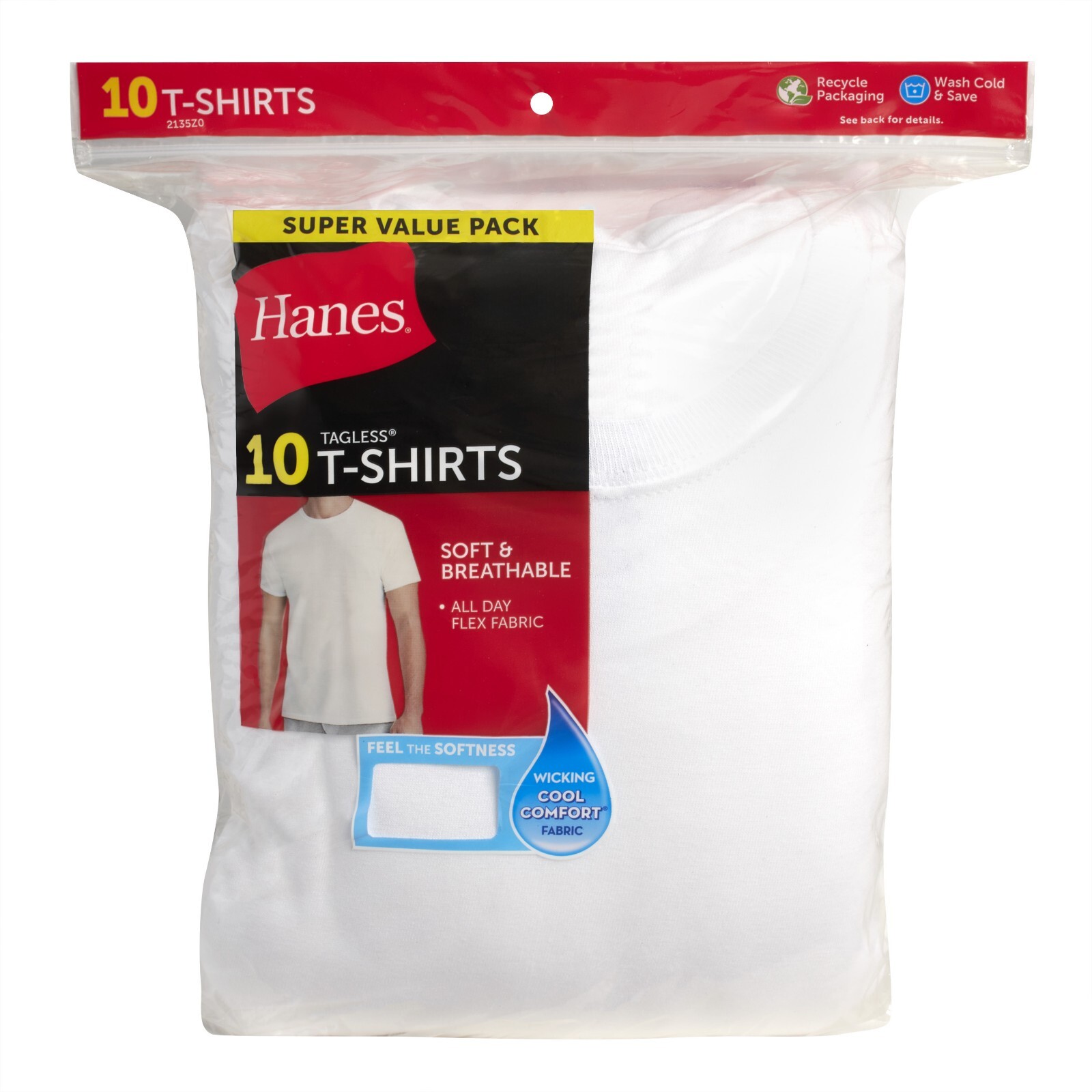 Hanes 10-Pack Men Tee T-Shirt ComfortSoft White Crewneck Undershirt Short Sleeve