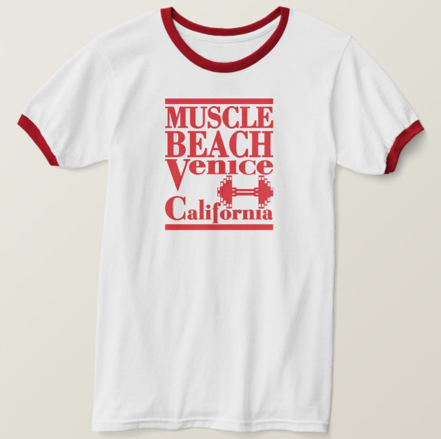 Muscle Beach Venice California Old School Bodybuilding Vintage Logo T-Shirt New