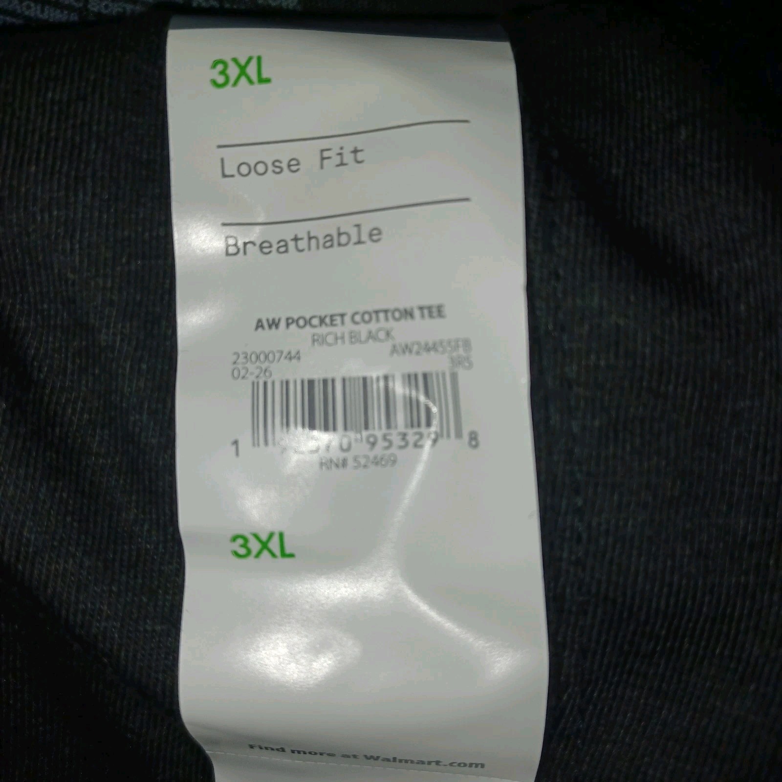 6 Pack Athletic Works Men 3XL Black Cotton Pocket Shirt Loose Fit Breathable HL