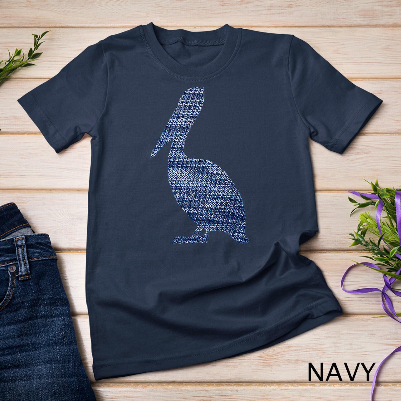 Pelican T Shirt – Denim Blue Jean Texture Unisex T-shirt