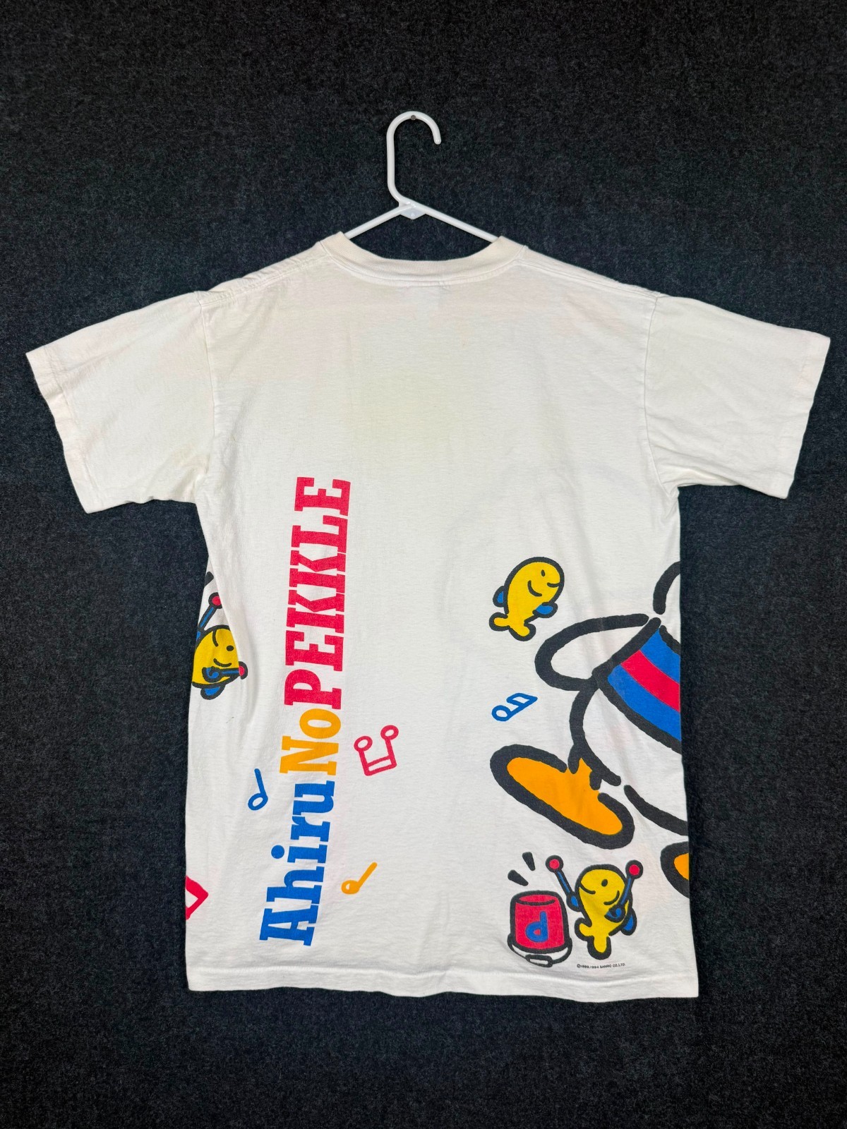 Vintage 1994 Sanrio Ahiru No Pekkle T Shirt Made USA One Size White AOP 90s