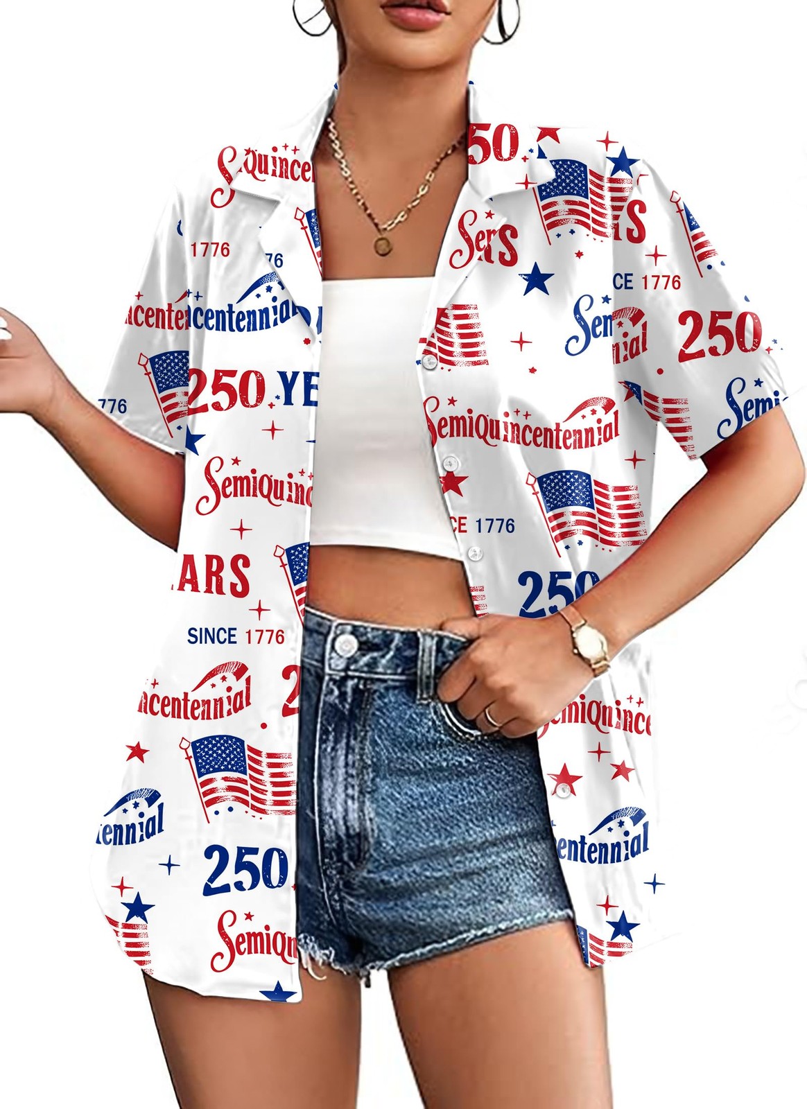 250th Anniversary USA Shirt Women 250 Years American Flag Button Down Tshirt …