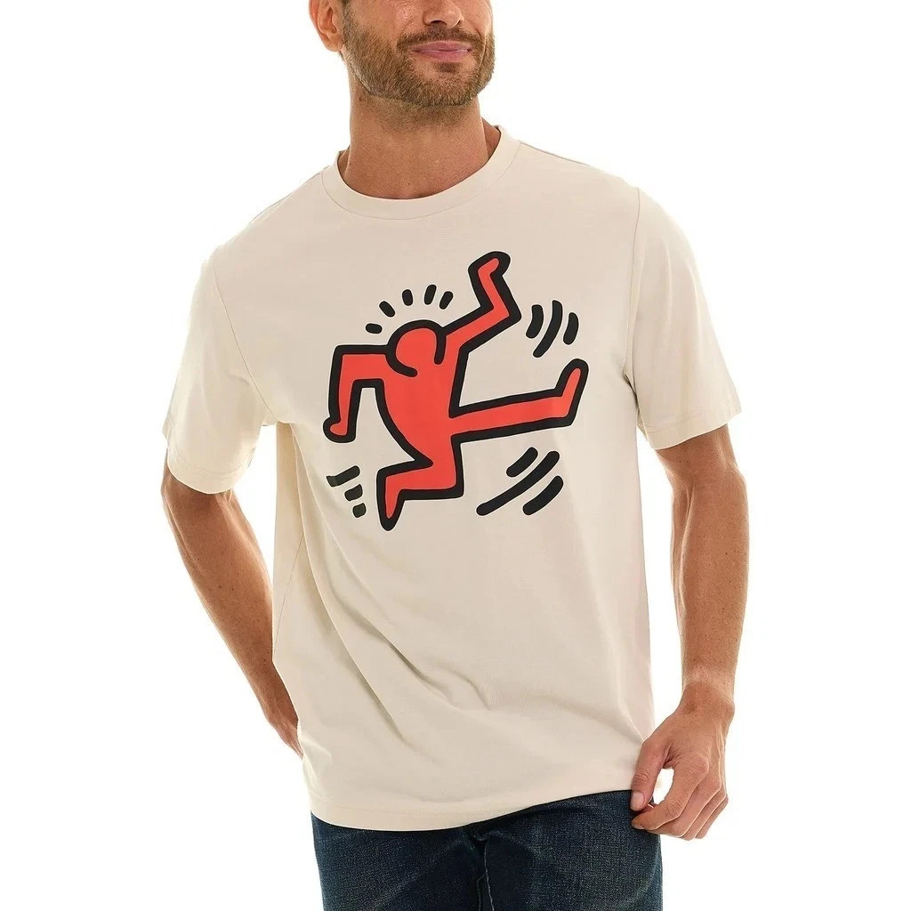 Keith Haring Men’s Graphic T-Shirt NWT 100% Cotton Blue Black Beige L XL