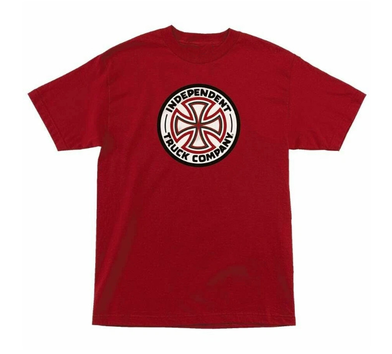 Independent Trucks RED WHITE CROSS LOGO Skateboard T Shirt RED S-5XL