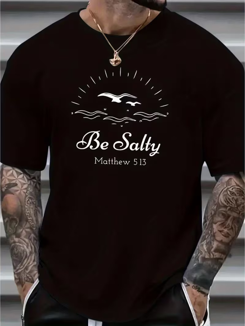 Men’s Casual T-Shirt – Solid Color, Round Neck, Machine Washable Polyester