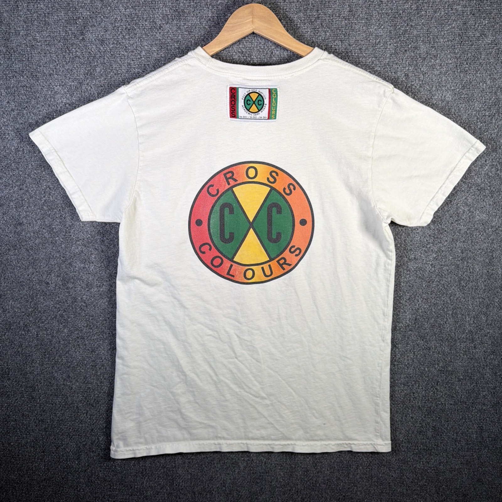 Vintage Cross Colors Shirt Mens Small White 90s Black Culture USA Magic Johnson