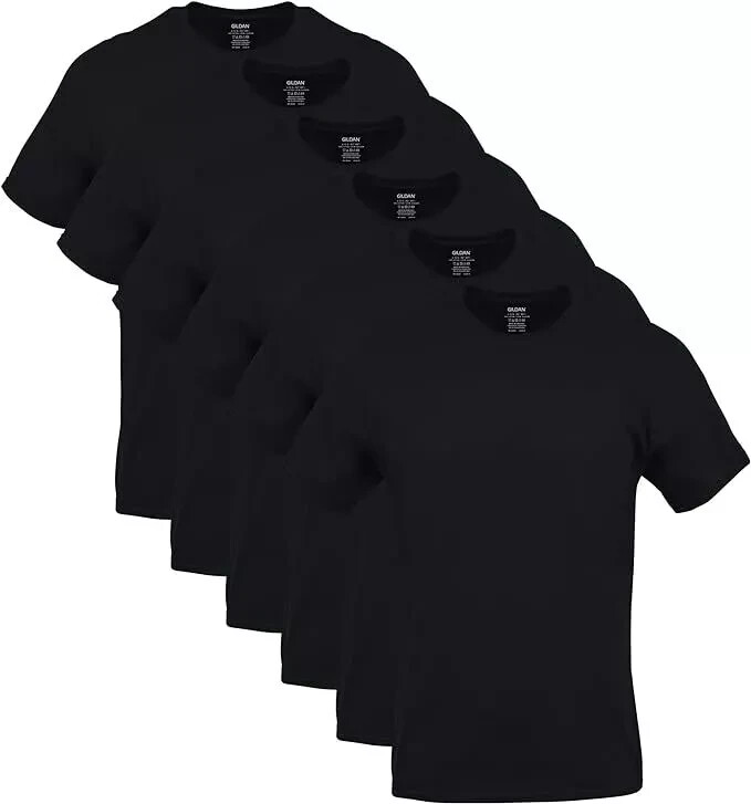 Gildan (6-pack) Black Solid Ultra Cotton Short Sleeve Blank Tee T-Shirt S-XXL