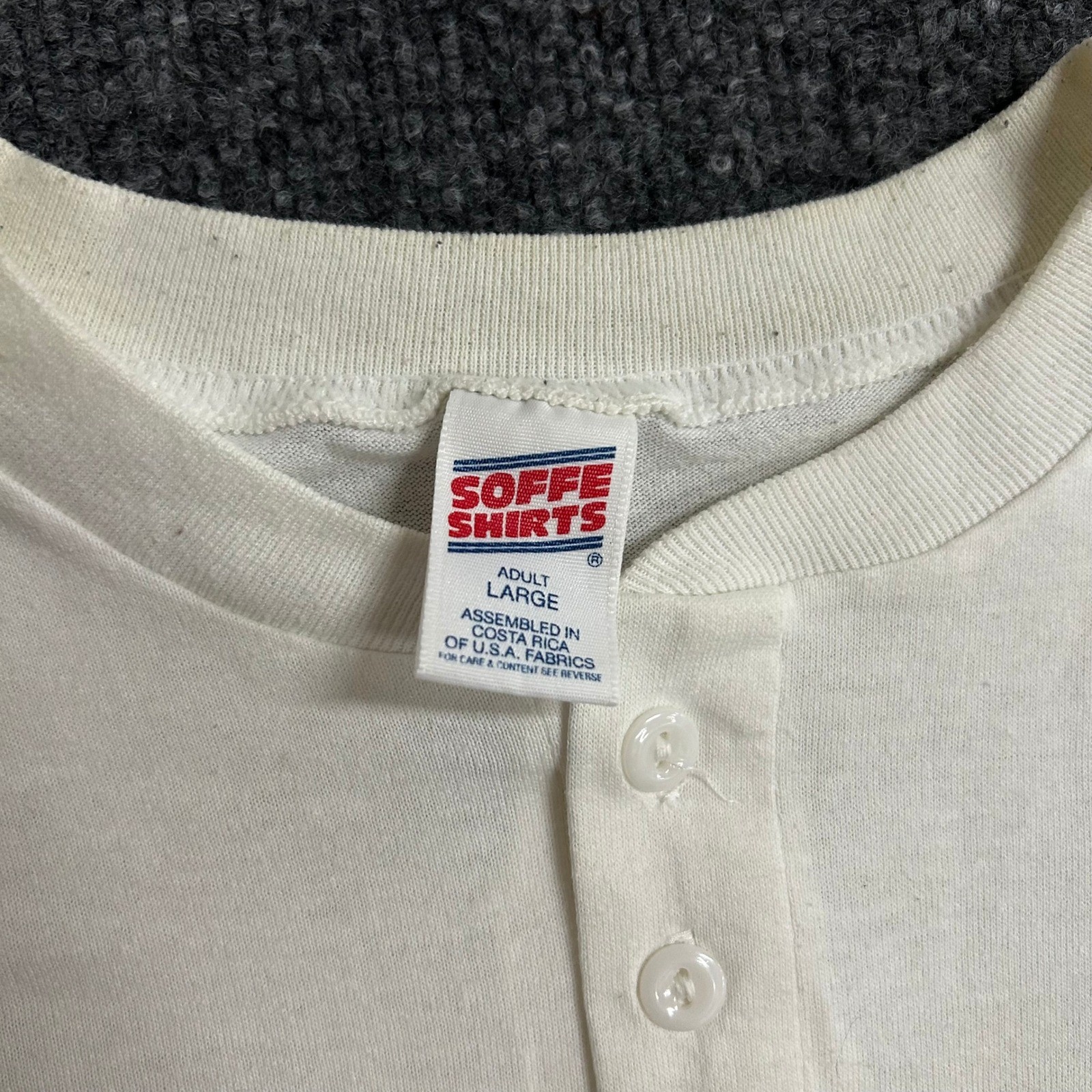 Soffe Shirts Henley Mens Size Large White Lakeville Baseball Graphic