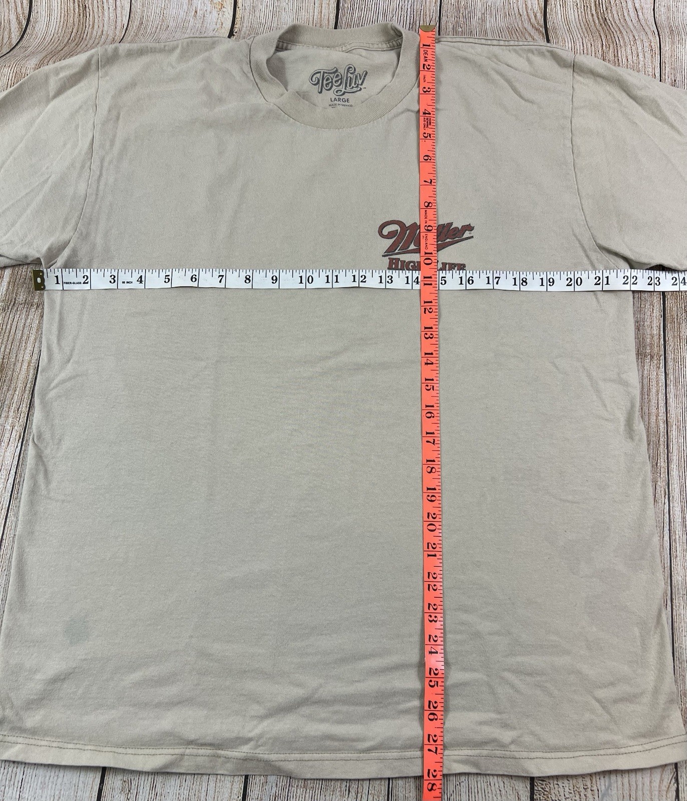 Tee Luv Miller High Life Tan T Shirt Size Large