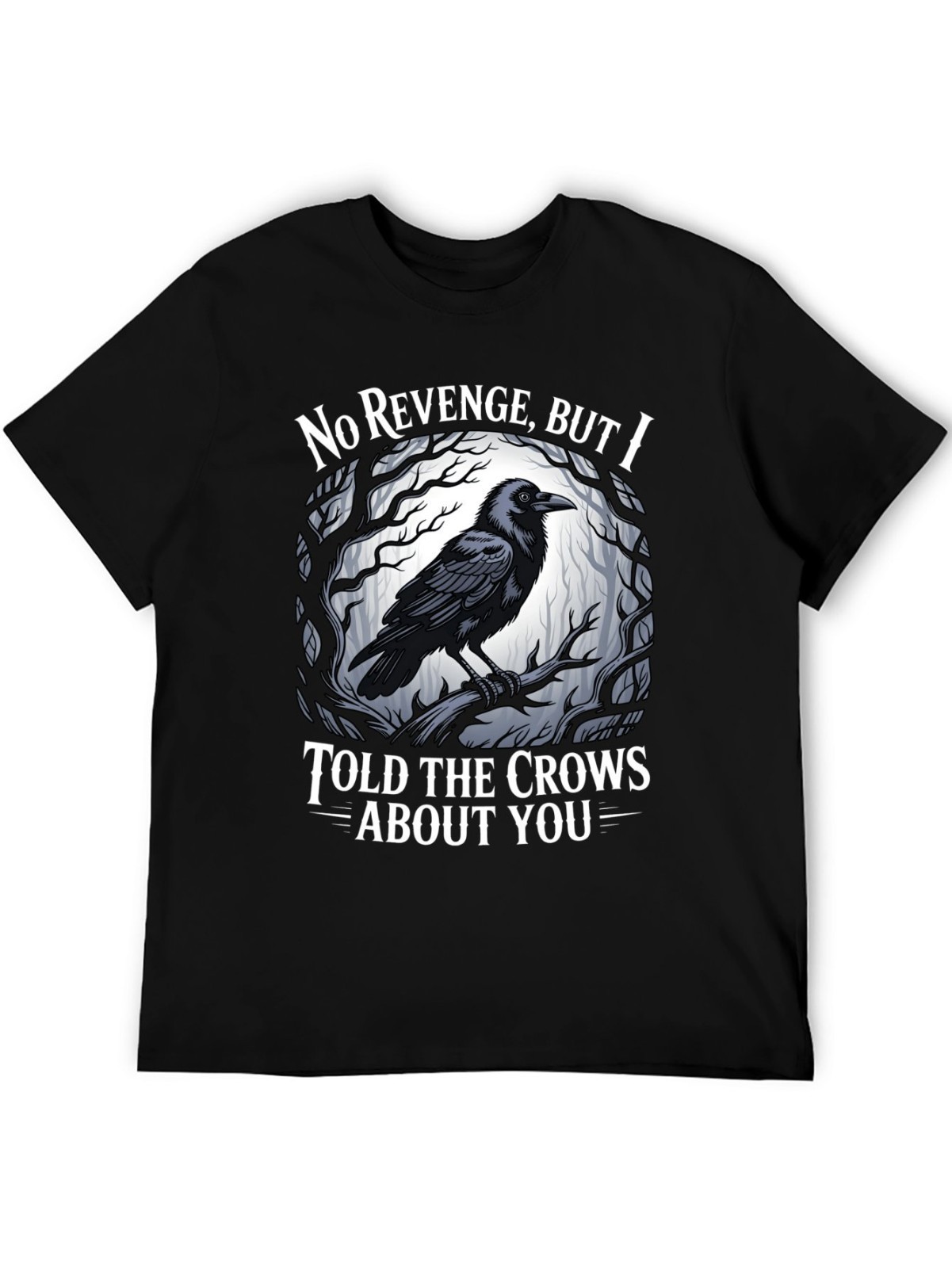 Spooky Crow Lover Halloween Witchy Graphic T-Shirt Funny Gothic Raven Black Tee