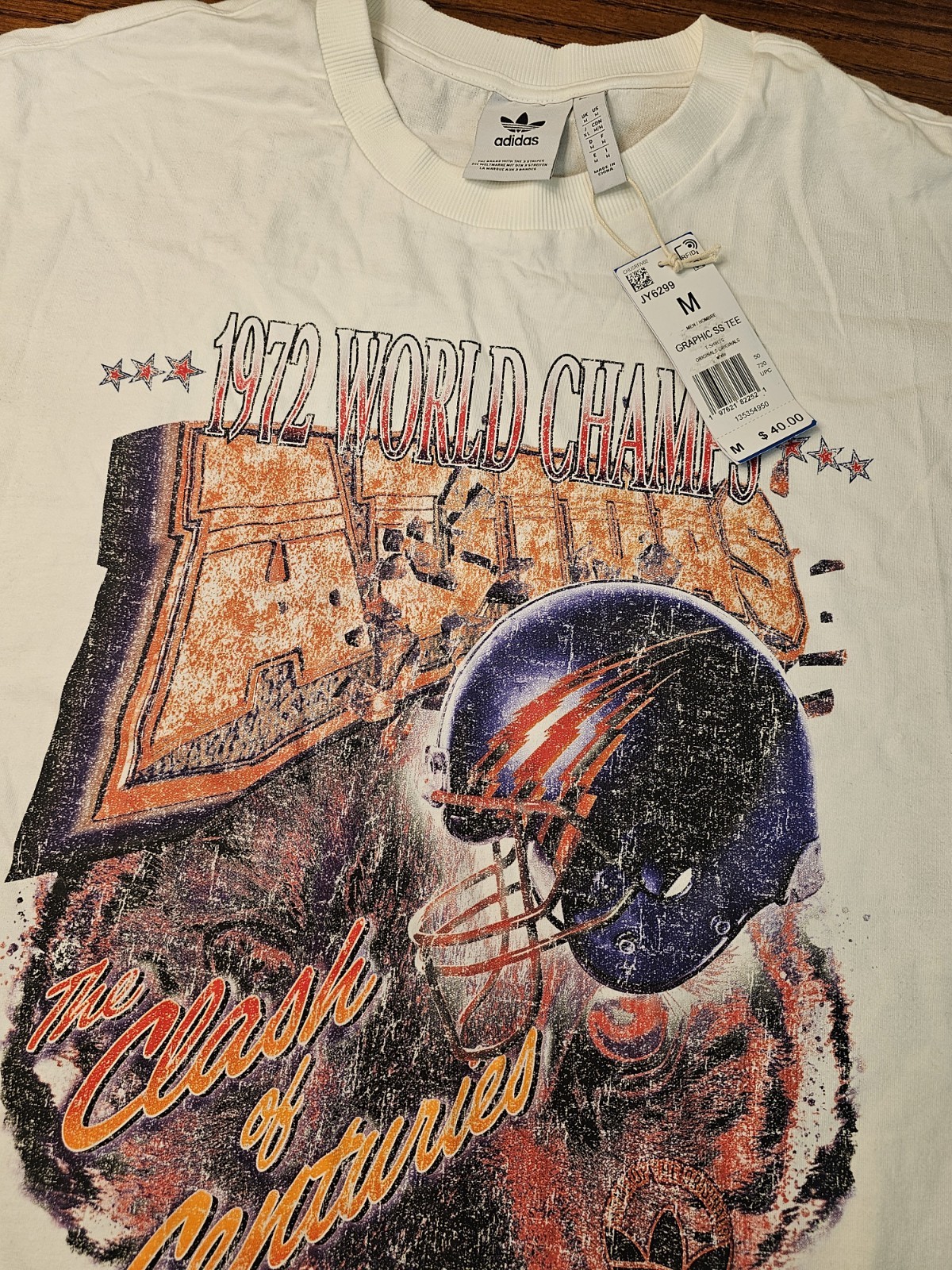 adidas Originals Graphic Print Logo Crew Neck Short Sleeve Tee Mens White M