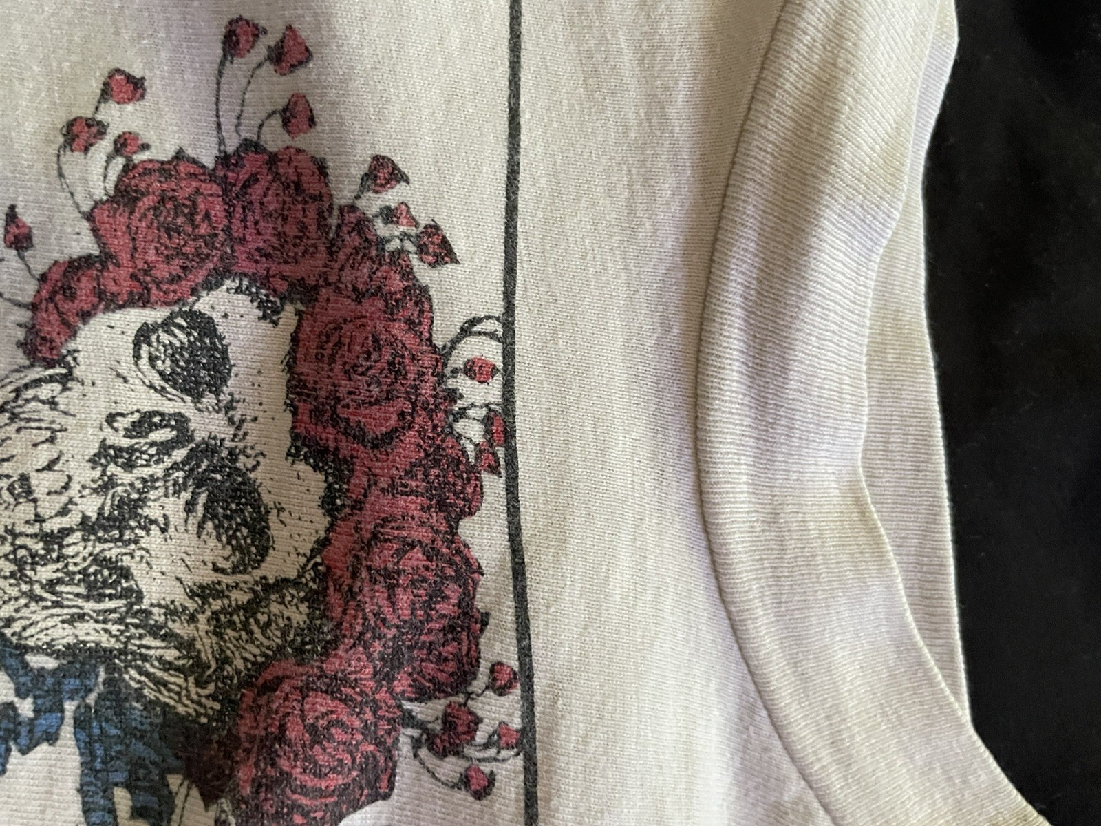 1980s Grateful Dead Long Sleeve Bertha Wagon Wheel and Roses T Shirt XL