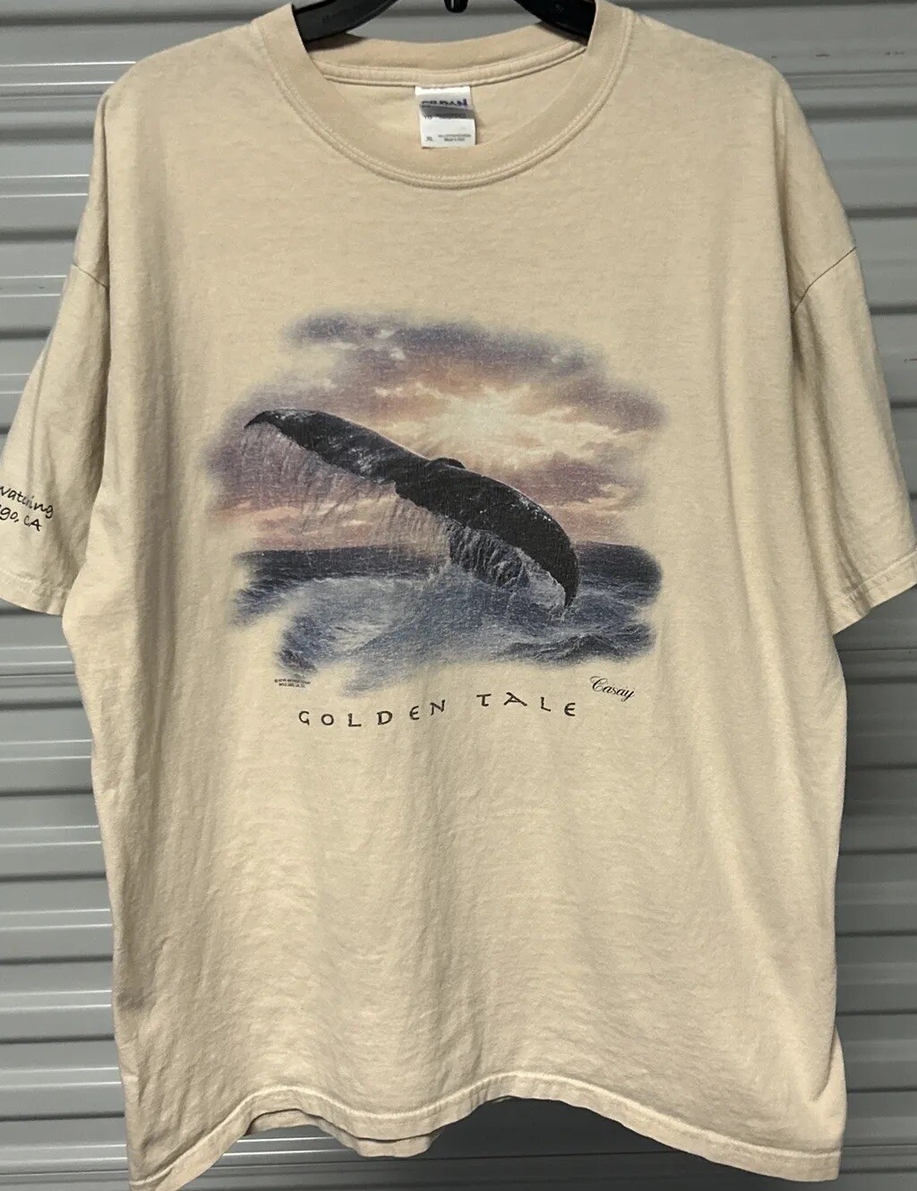 Vtg Anthony Casey GOLDEN TALE Art Whale Graphic T-Shirt Adult Size XL