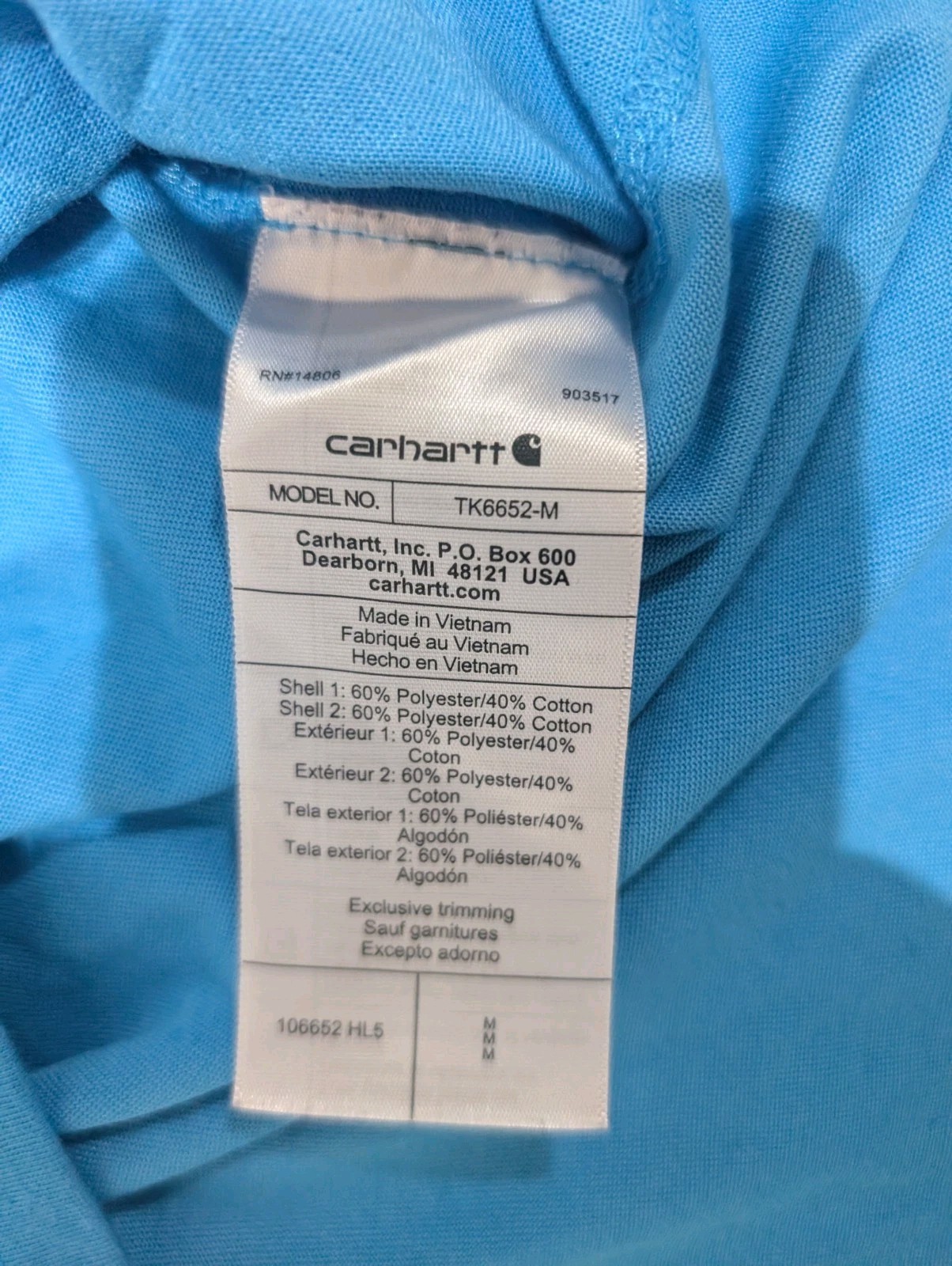 Carhartt Force Shirt Mens M Blue Relaxed Fit Short Sleeve Pocket Tee TK6652-M