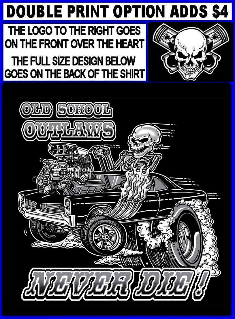 1966 1967 Hot Rod Muscle Car Outlaw Gasser Drag Race Cartoony Skeleton T-shirt