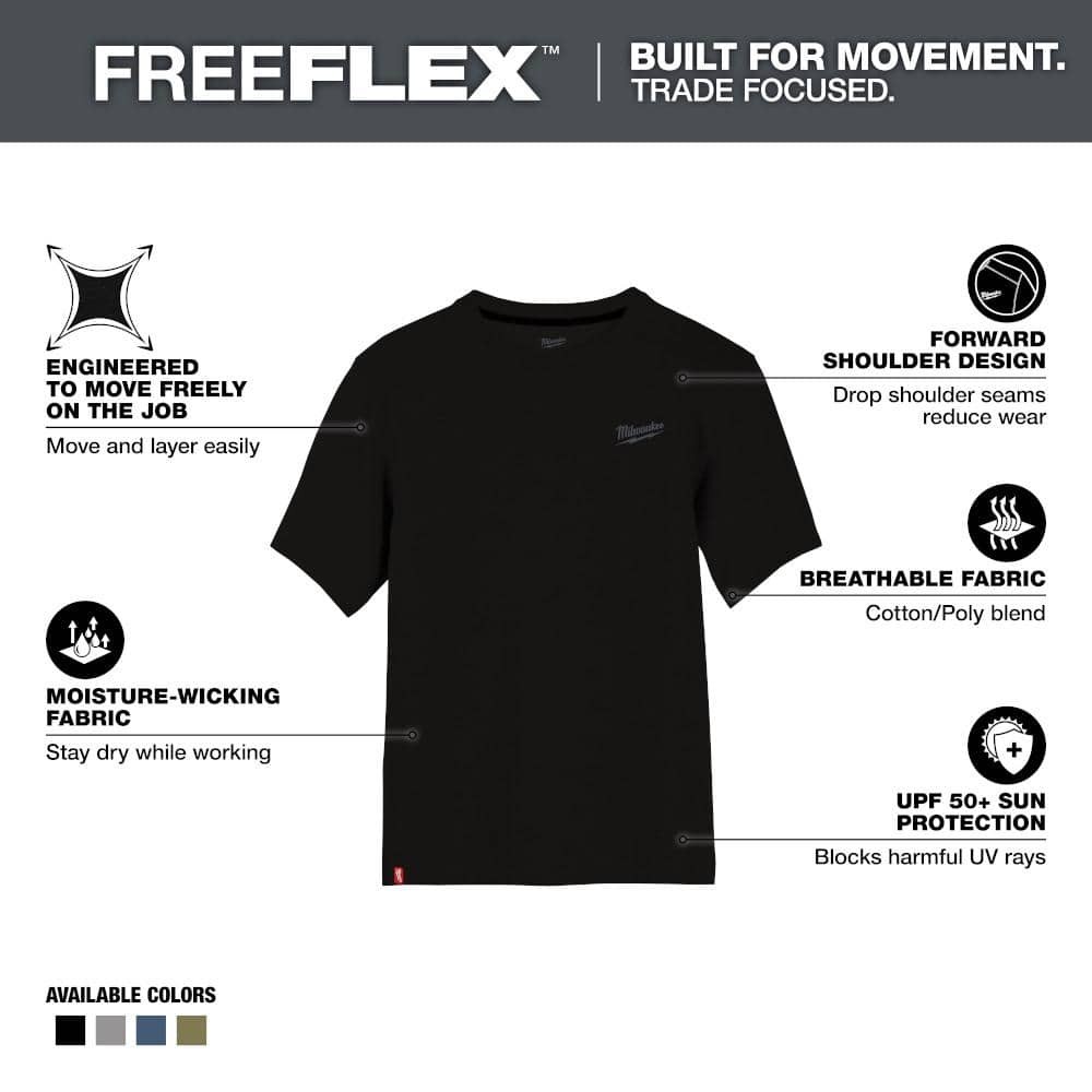 Milwaukee Men’s X-Large Black Cotton/Polyester Short-Sleeve Hybrid Work T-Shirt