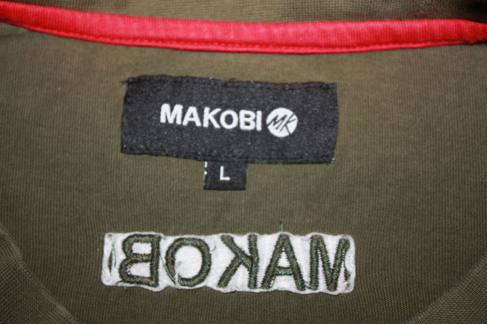 Makobi MK Sz L Fashion T-Shirt Olive Green Zippers Pleated Short Sleeves