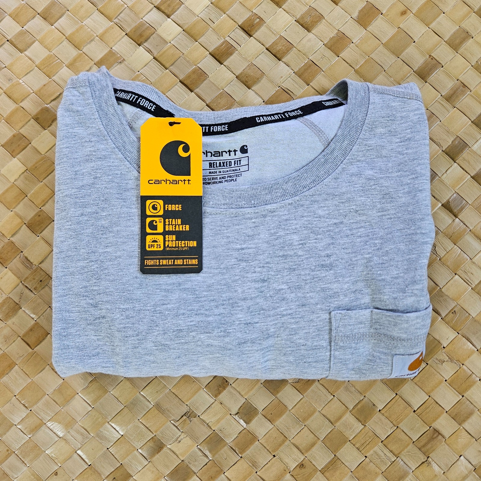 Carhartt Shirt Mens XXL Gray Force Long Sleeve Pocket UPF Vented Tee Workwear