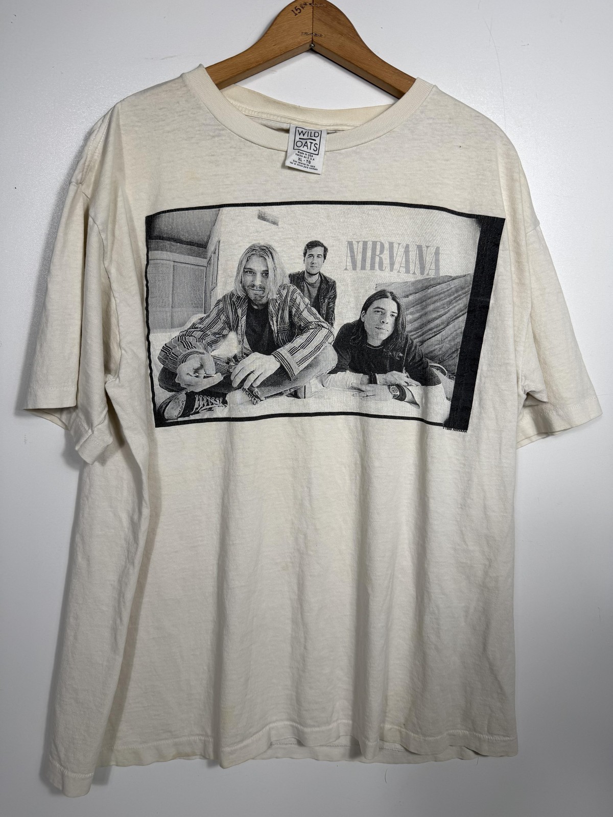 Vtg Nirvana Shirt Mens XL White Wild Oats 1996 Band Graphic T Shirt USA