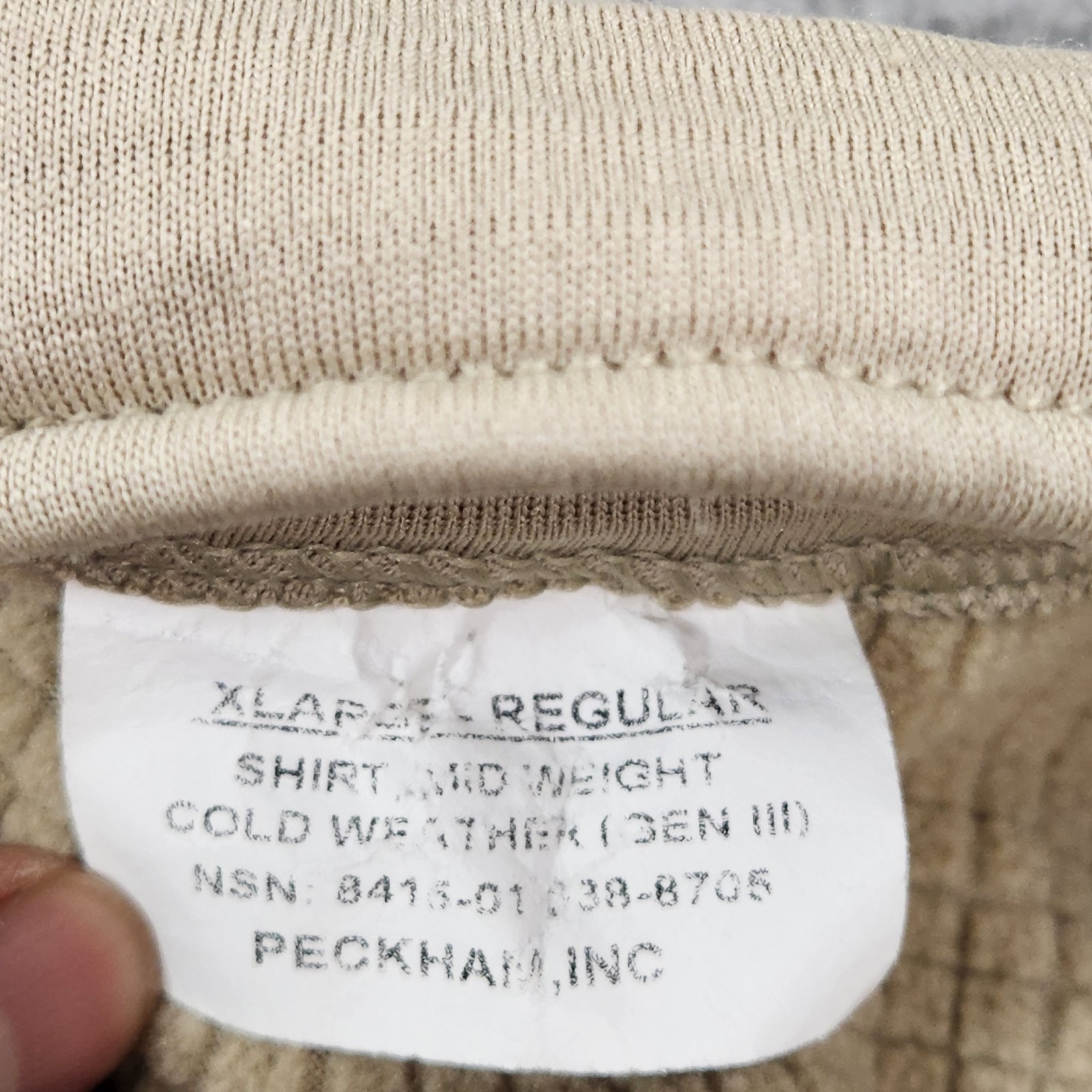 Shirt Mid Weight Cold Weather Gen III Mens Extra Large Beige Inside Grid Fleece